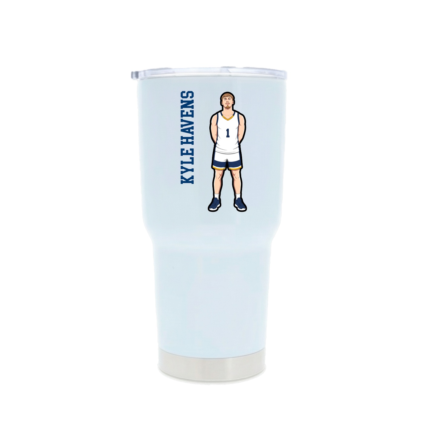 30oz Stainless Steel Tumbler — Name Vertical in White