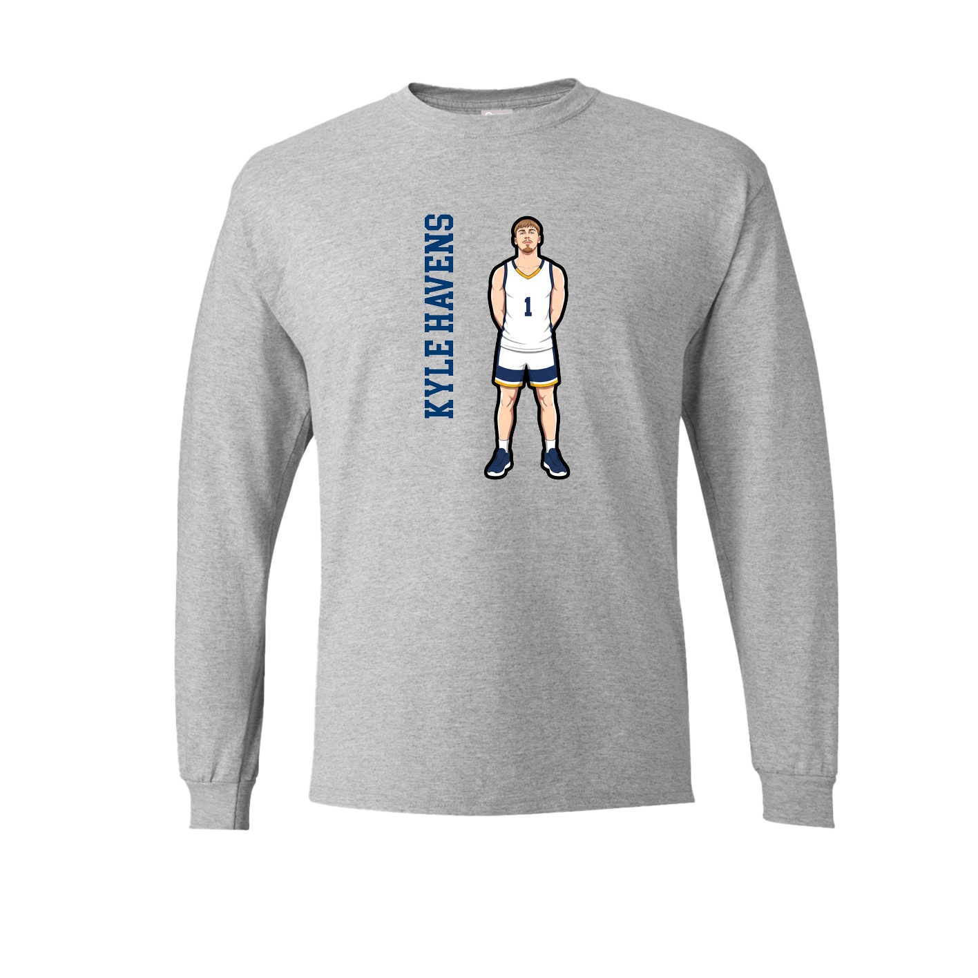 Long Sleeve Tee — Name Vertical in Grey