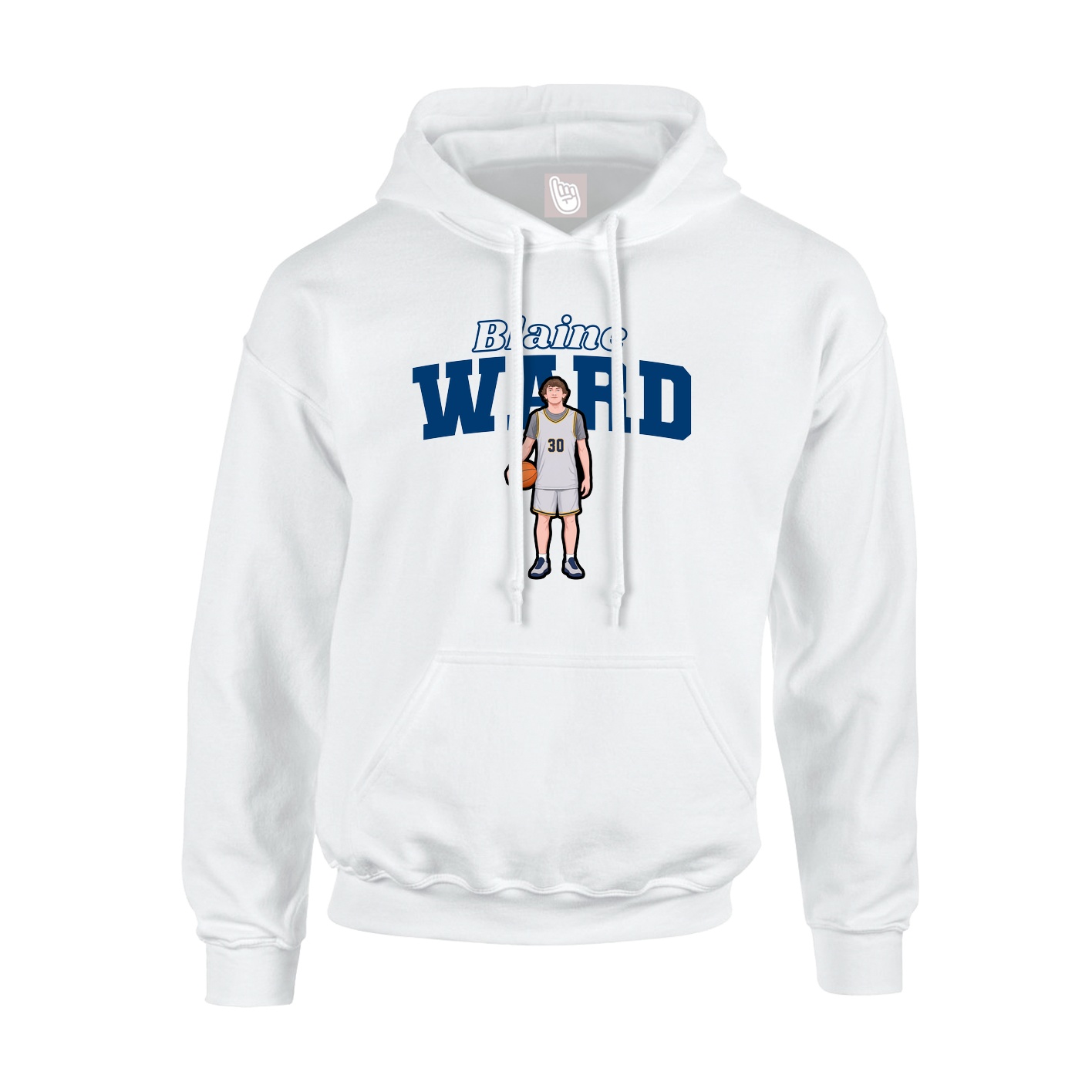 Youth Hoodie — Name Arch in White