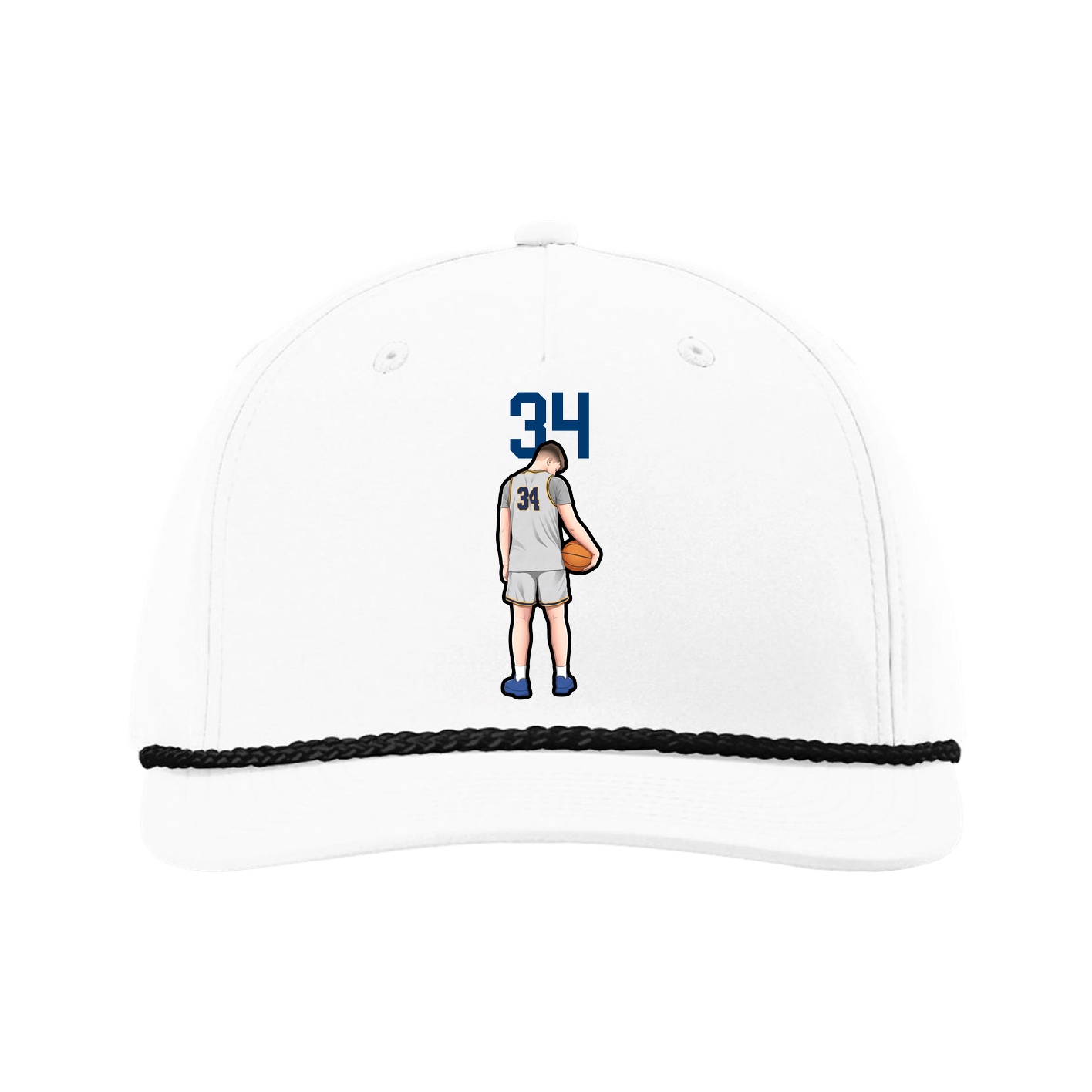 Five-Panel Classic Rope Cap — Number Top in White