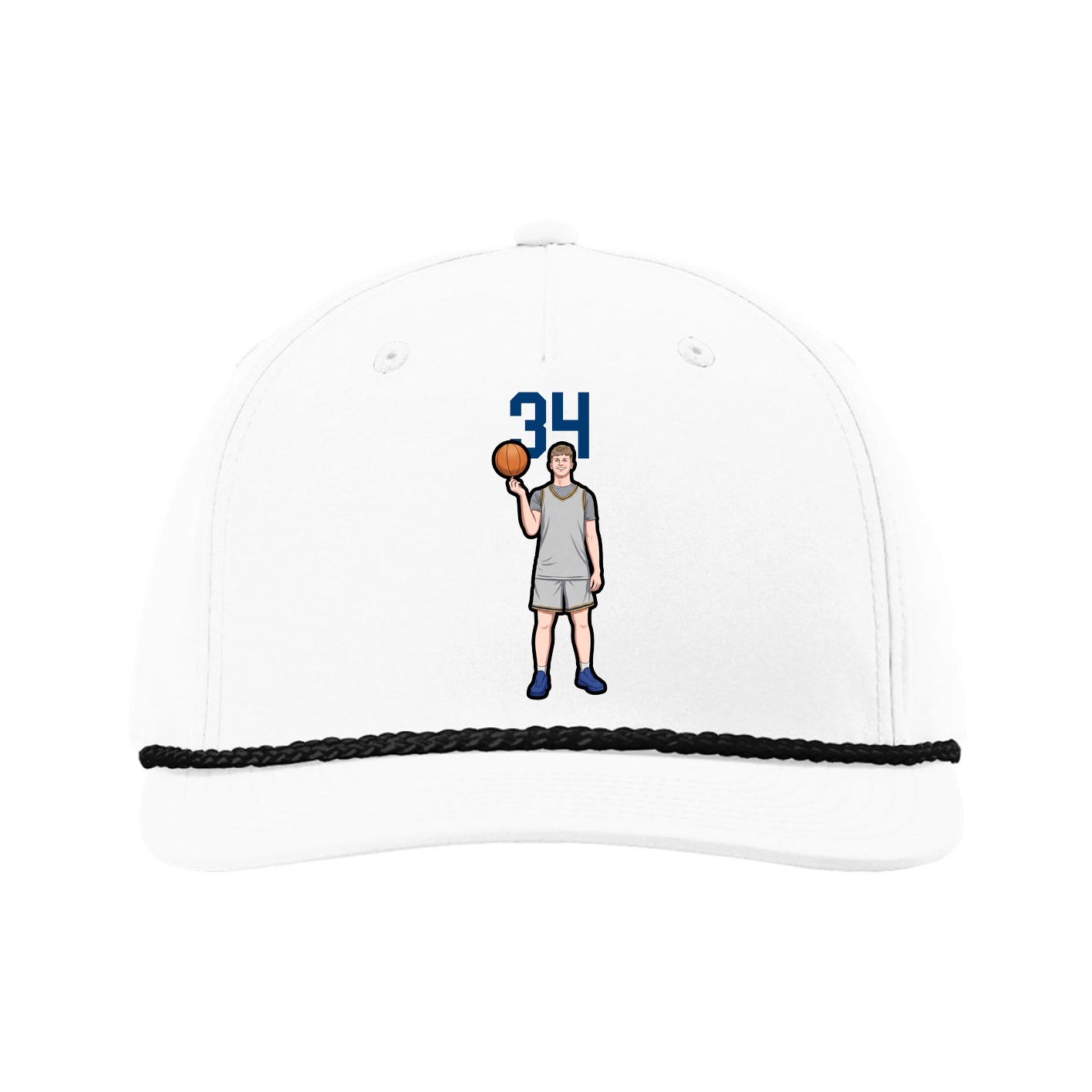 Five-Panel Classic Rope Cap — Number Top in White