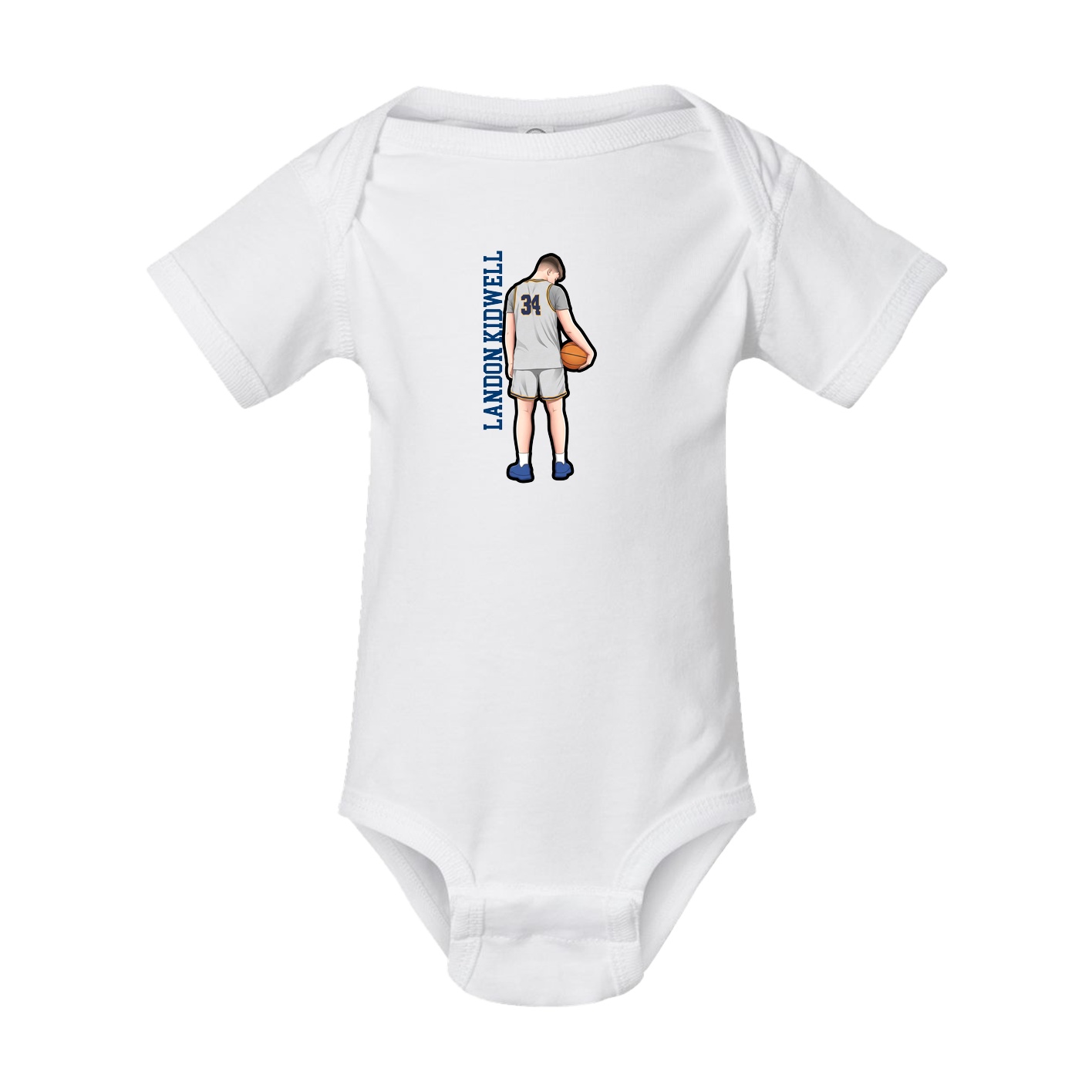 Baby Onesie — Name Vertical in White