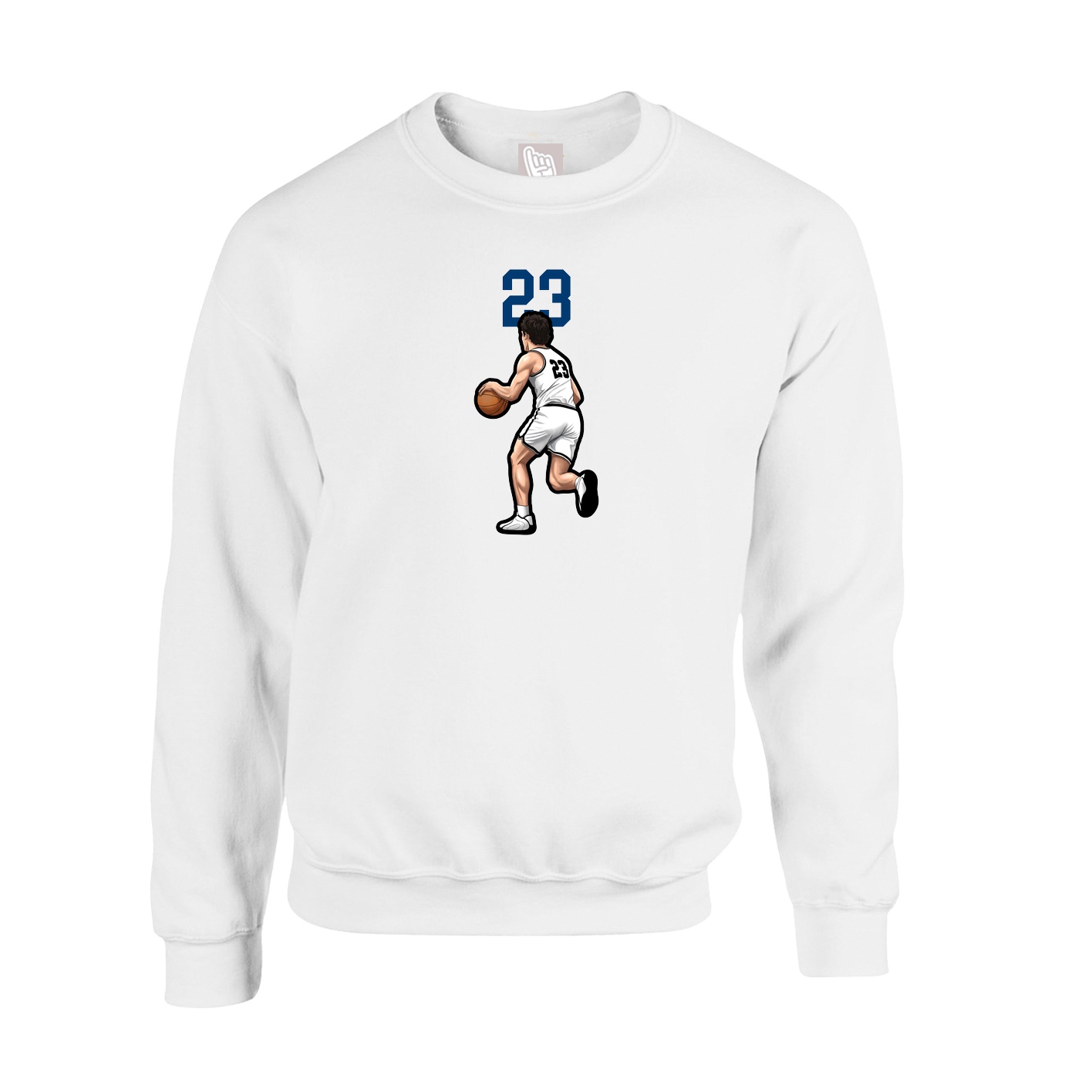 Fleece Crew — Number Top in White