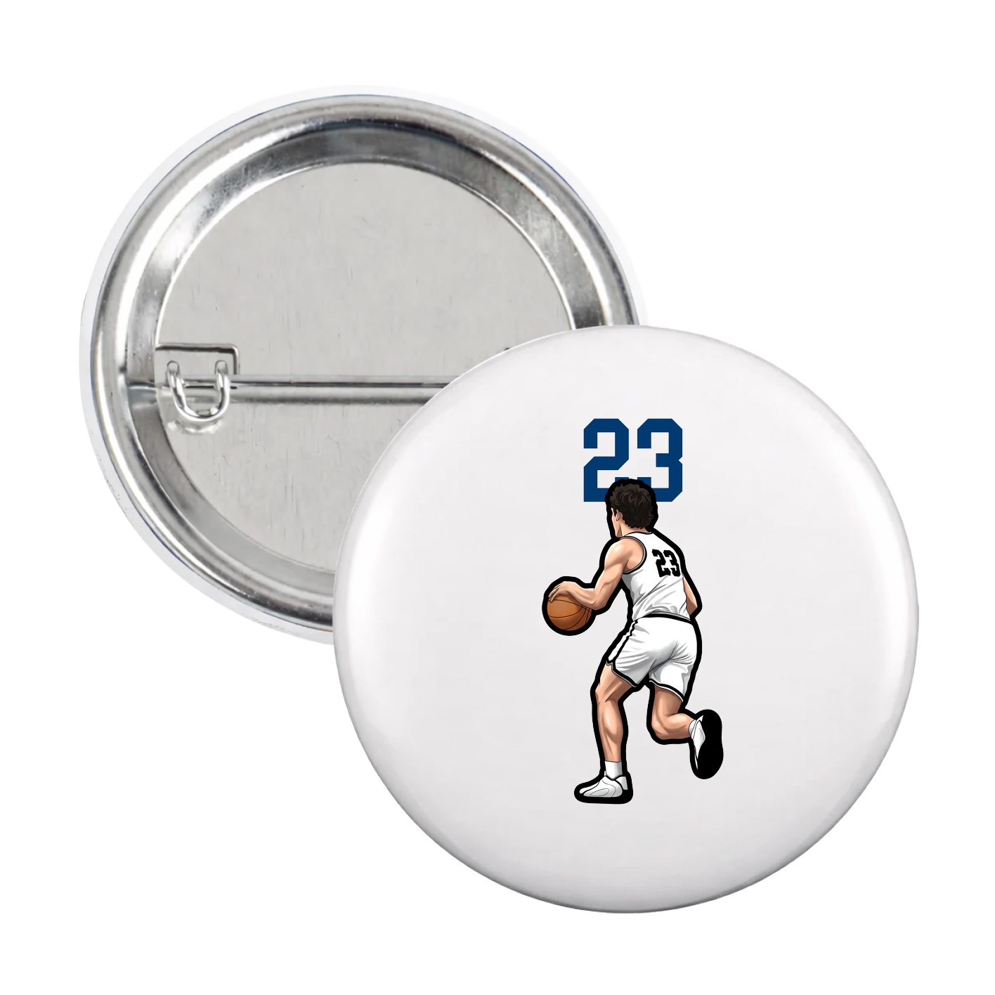 Game Day Button — Number Top in White