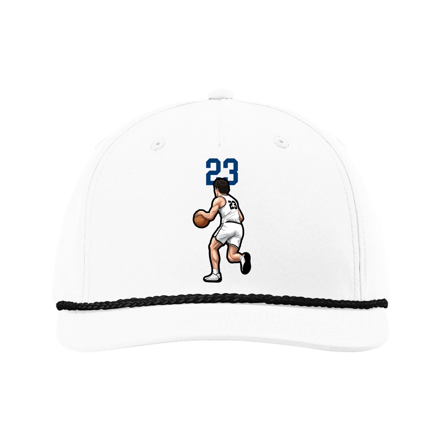 Five-Panel Classic Rope Cap — Number Top in White