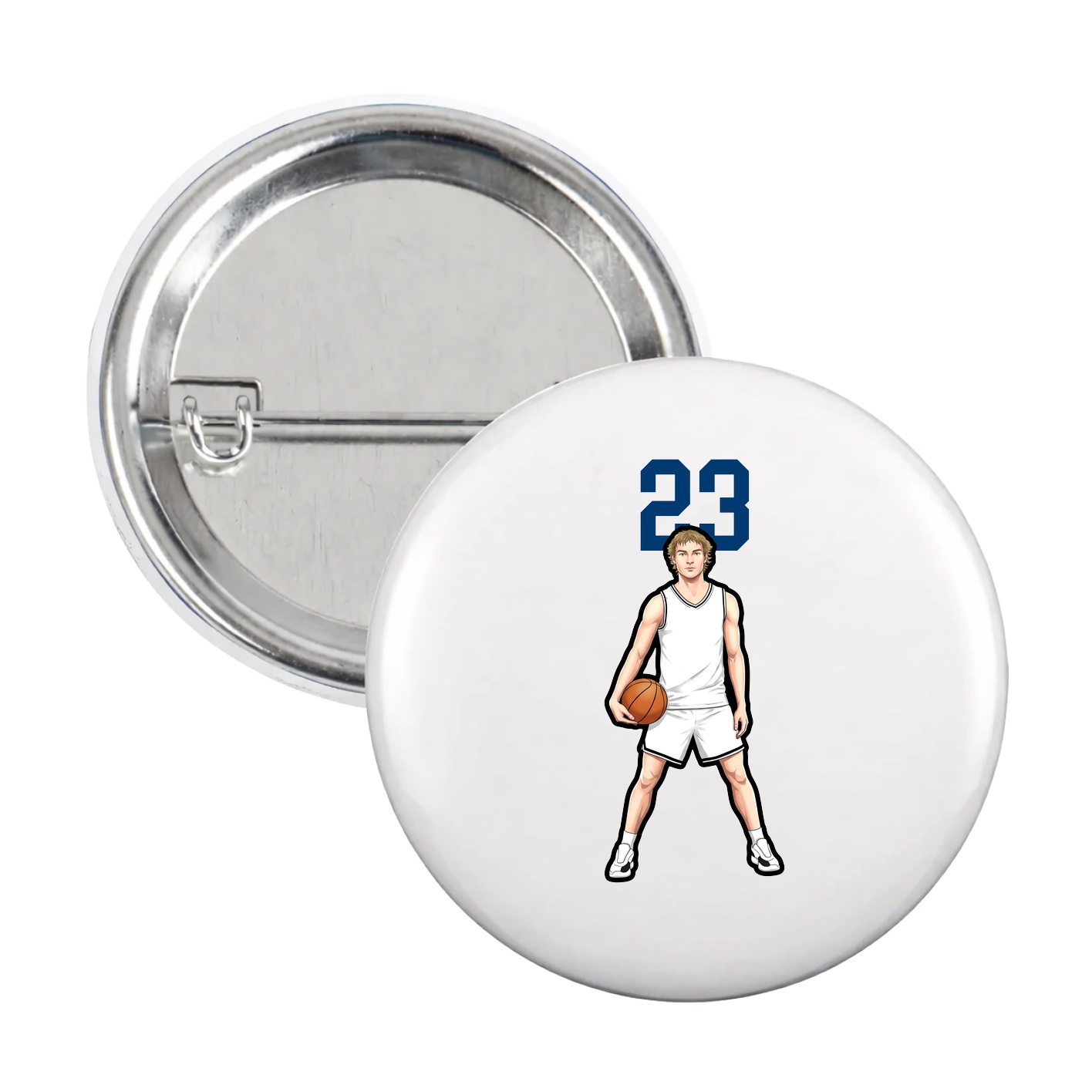 Game Day Button — Number Top in White