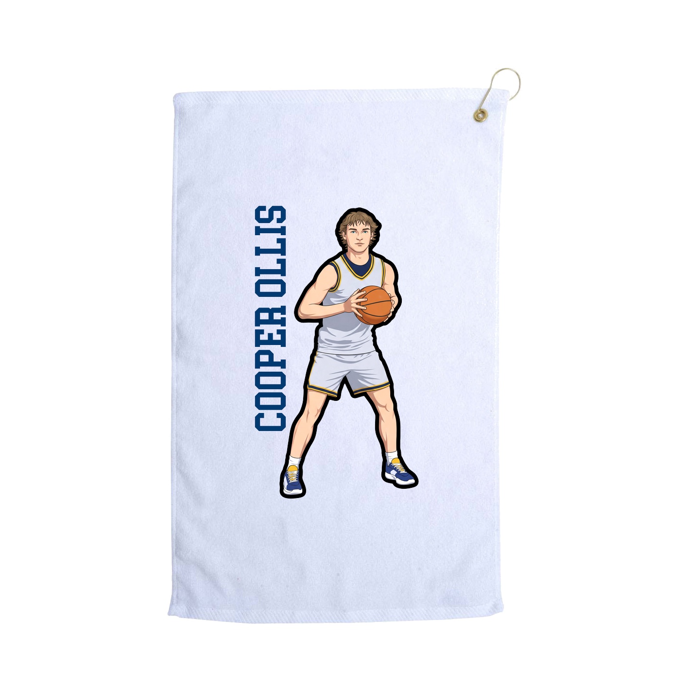 Golf Towel — Name Vertical in White