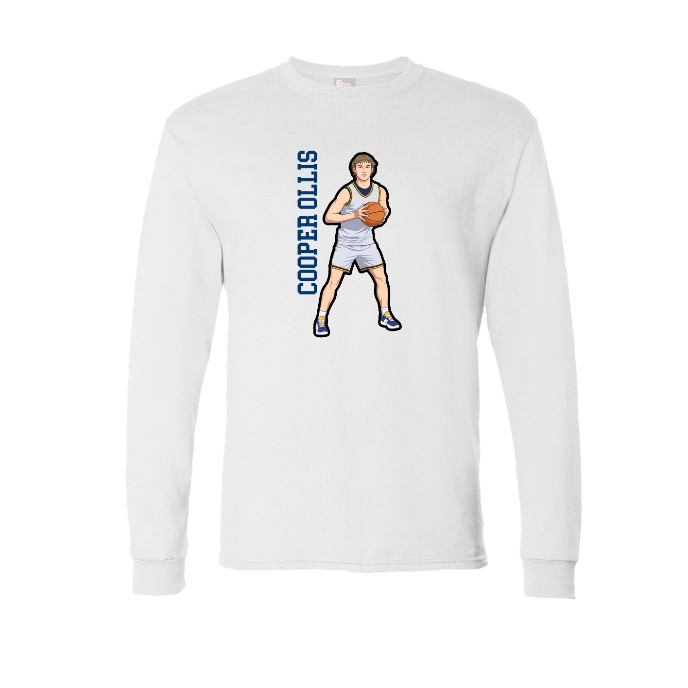 Long Sleeve Tee — Name Vertical in White