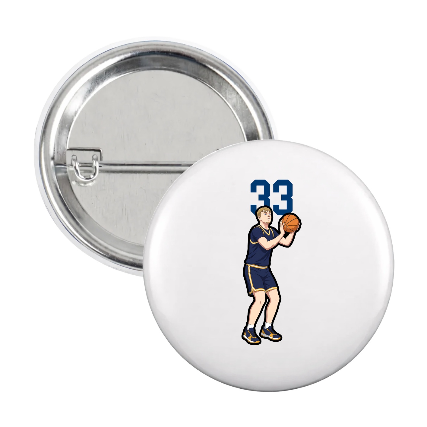 Game Day Button — Number Top in White