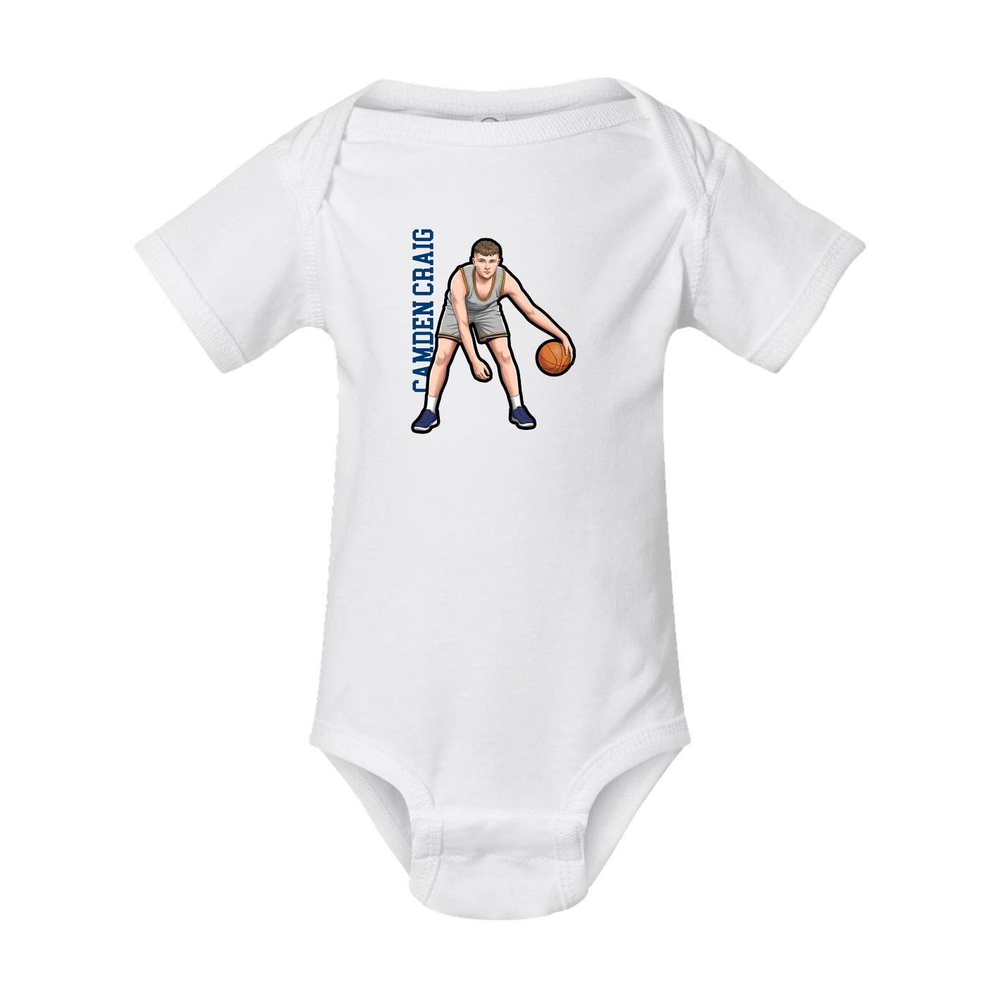 Baby Onesie — Name Vertical in White