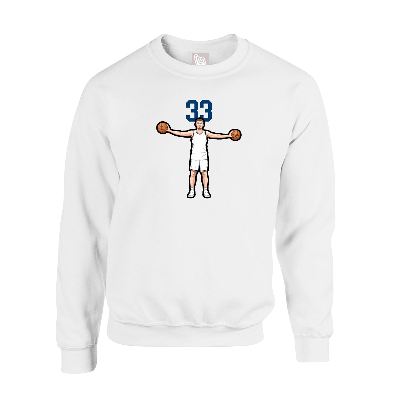 Fleece Crew — Number Top in White