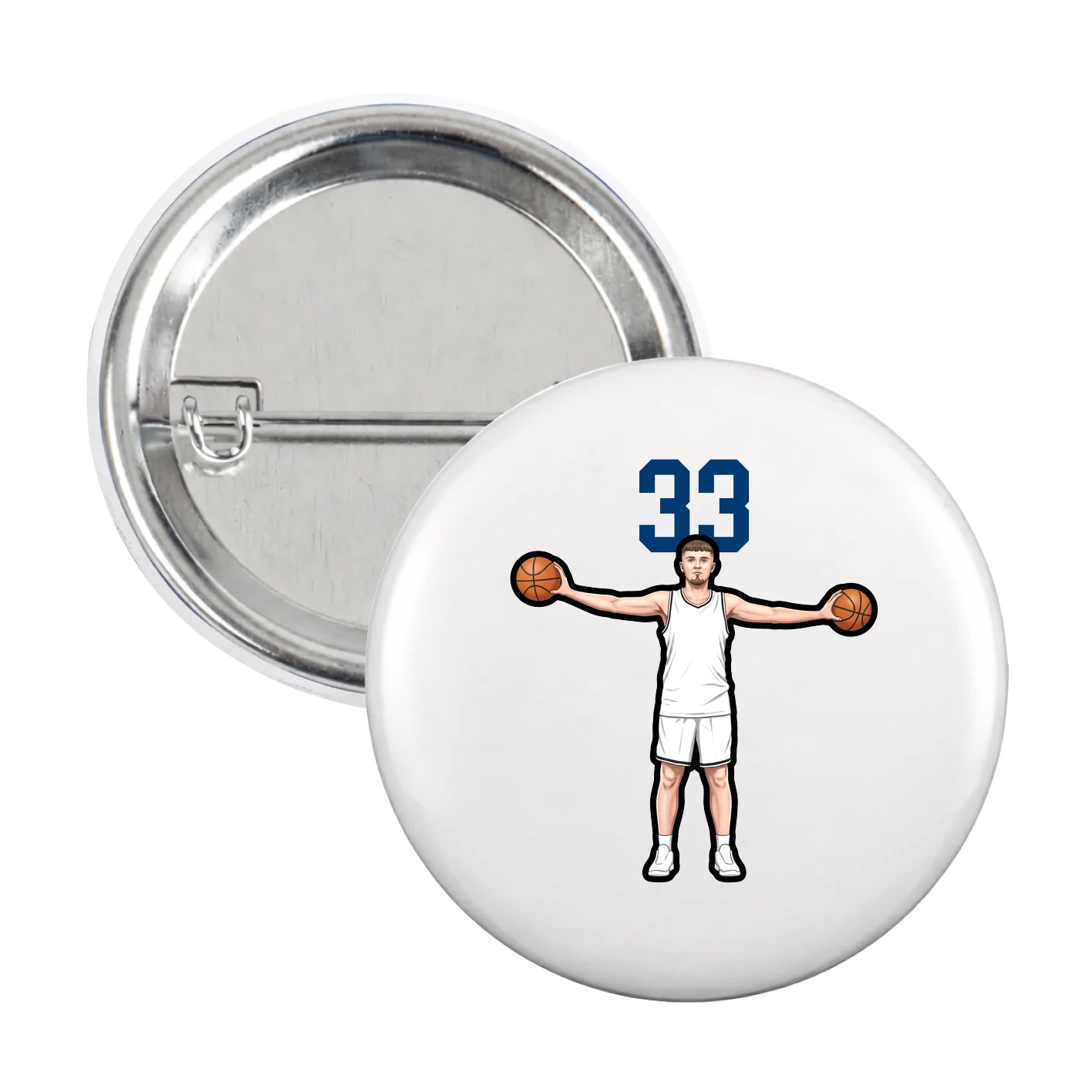 Game Day Button — Number Top in White