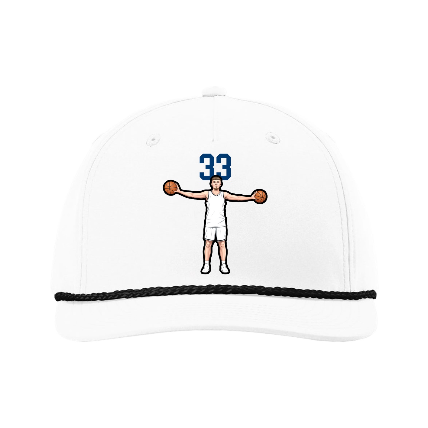 Five-Panel Classic Rope Cap — Number Top in White
