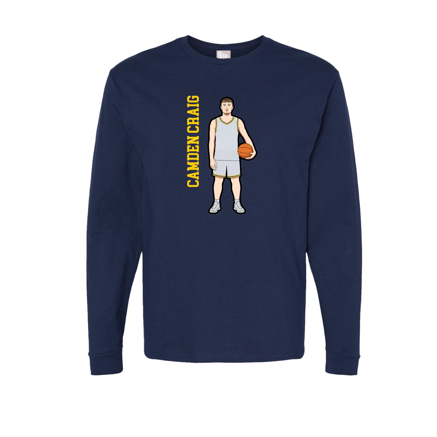 Long Sleeve Tee — Name Vertical in Navy