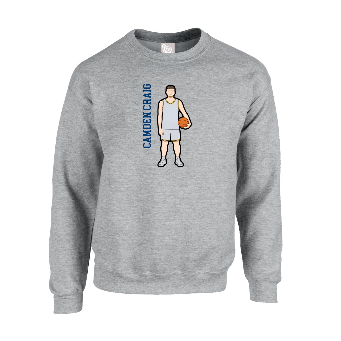 Fleece Crew — Name Vertical in Grey