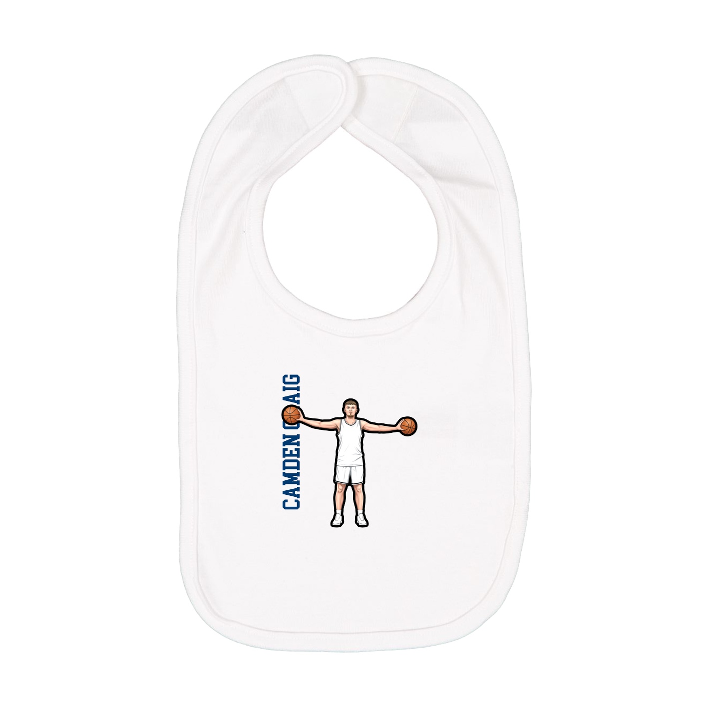Infant Bib — Name Vertical in White