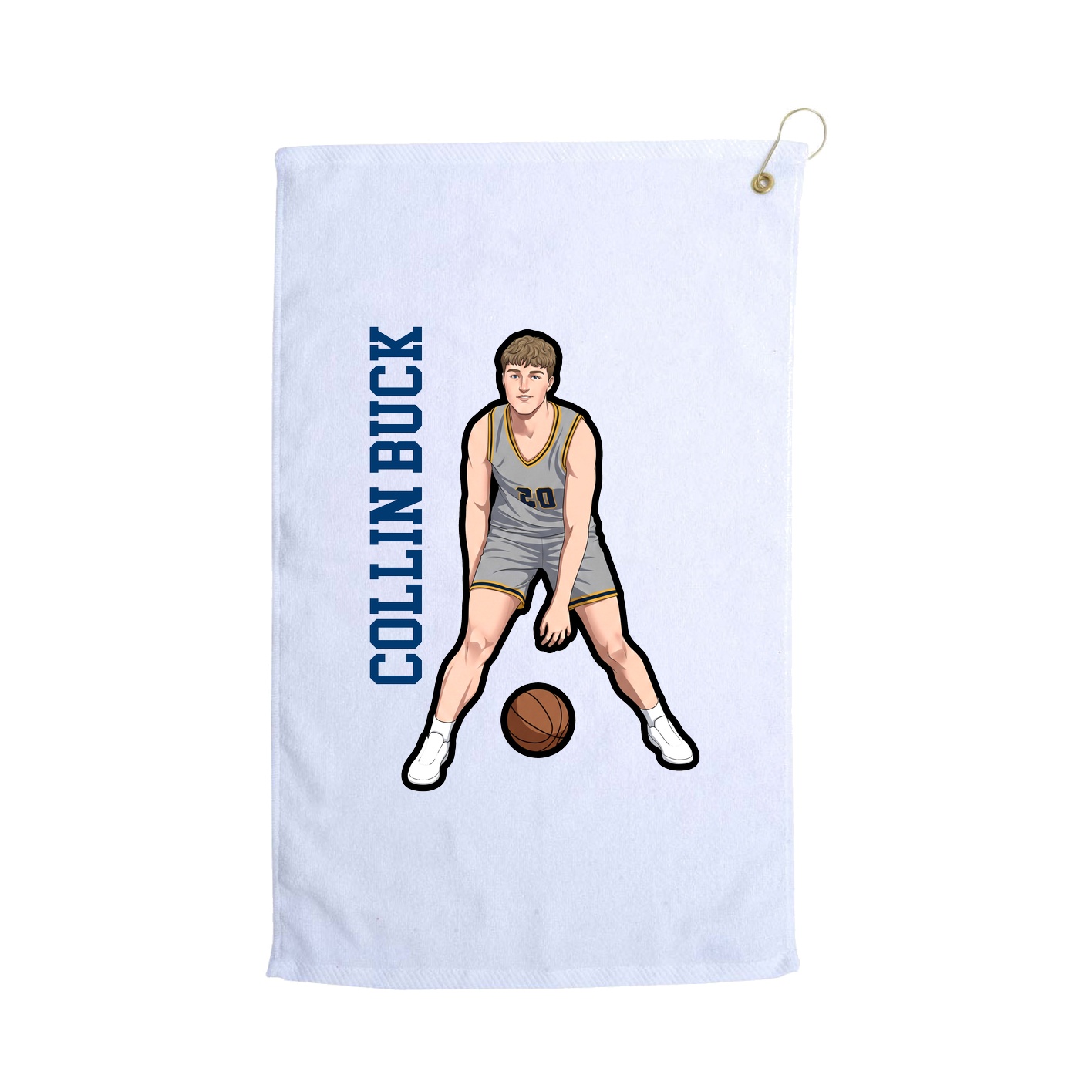 Golf Towel — Name Vertical in White