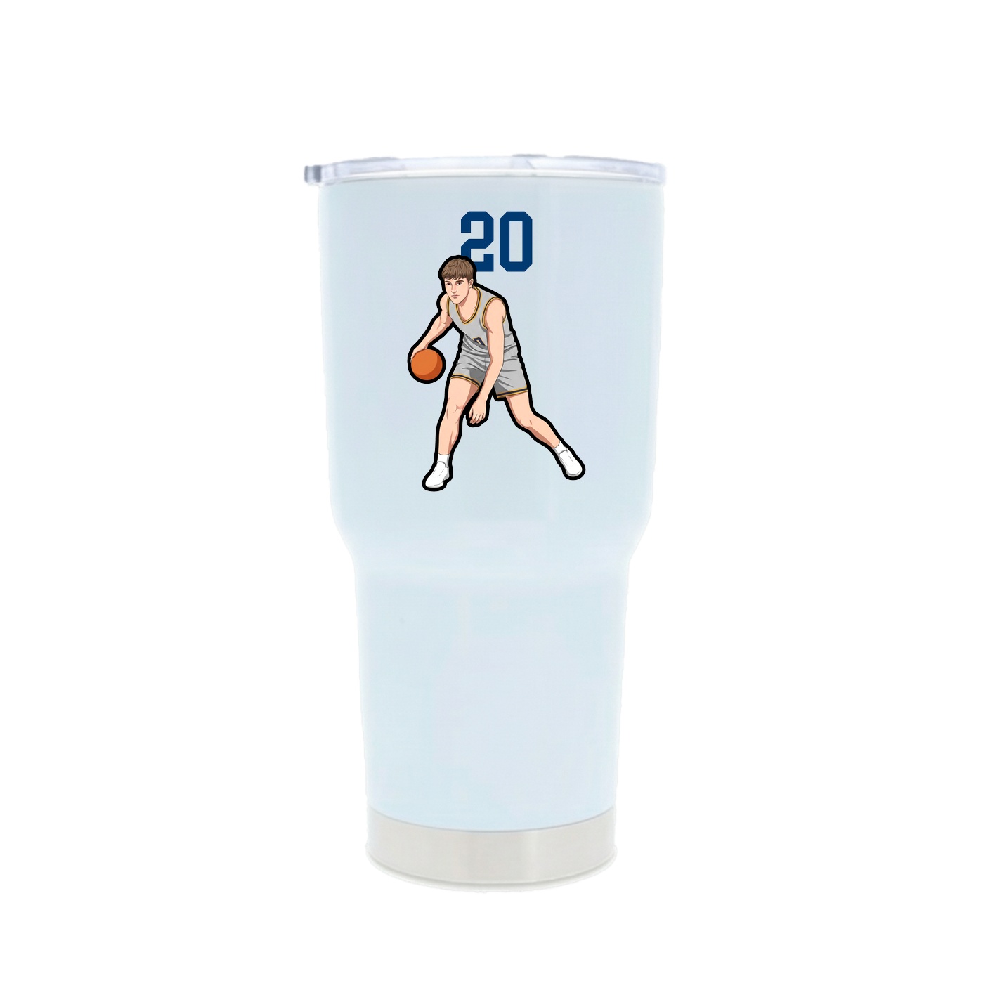 30oz Stainless Steel Tumbler — Number Top in White