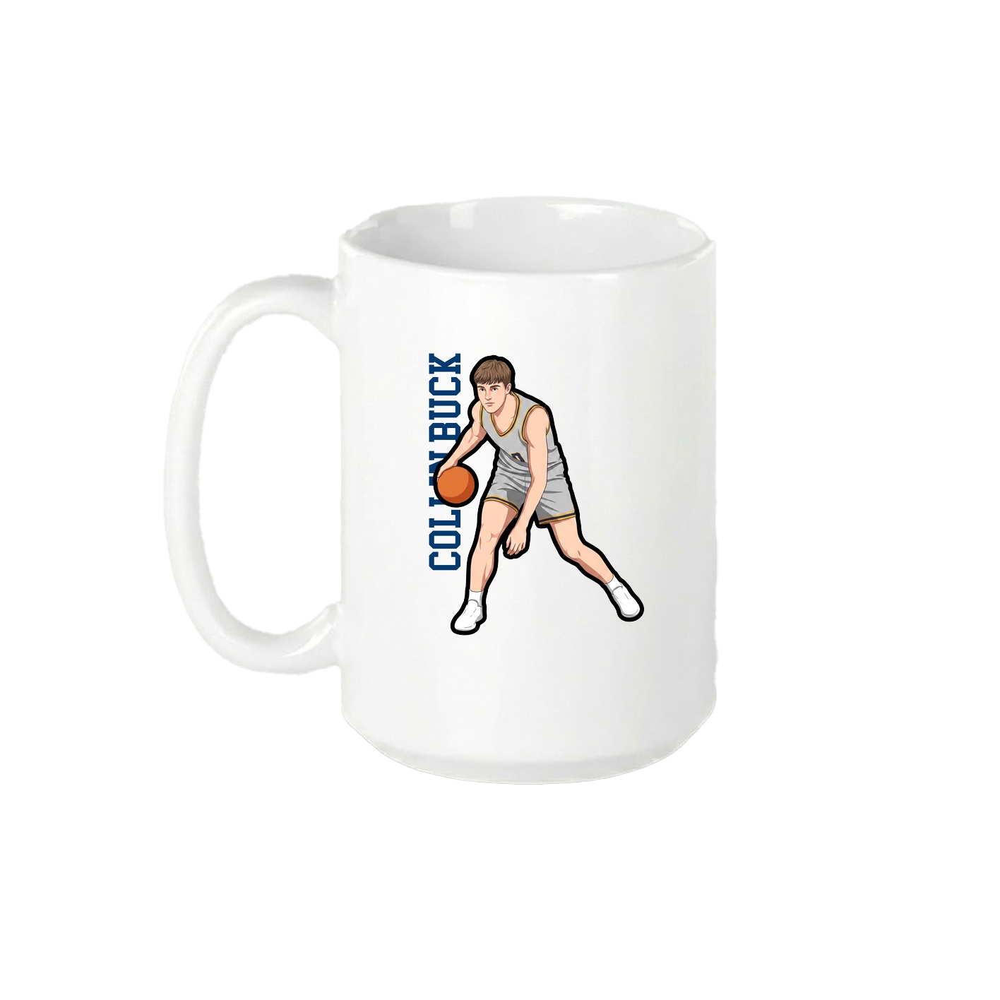 15oz Coffee Mug — Name Vertical in White