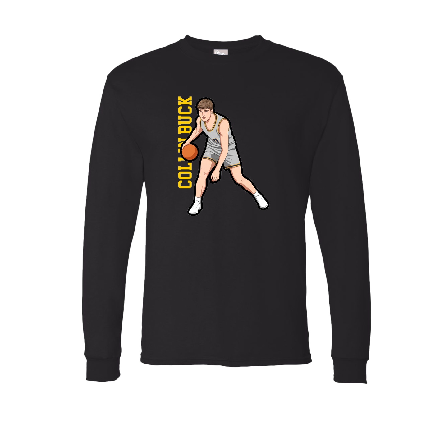 Long Sleeve Tee — Name Vertical in Black
