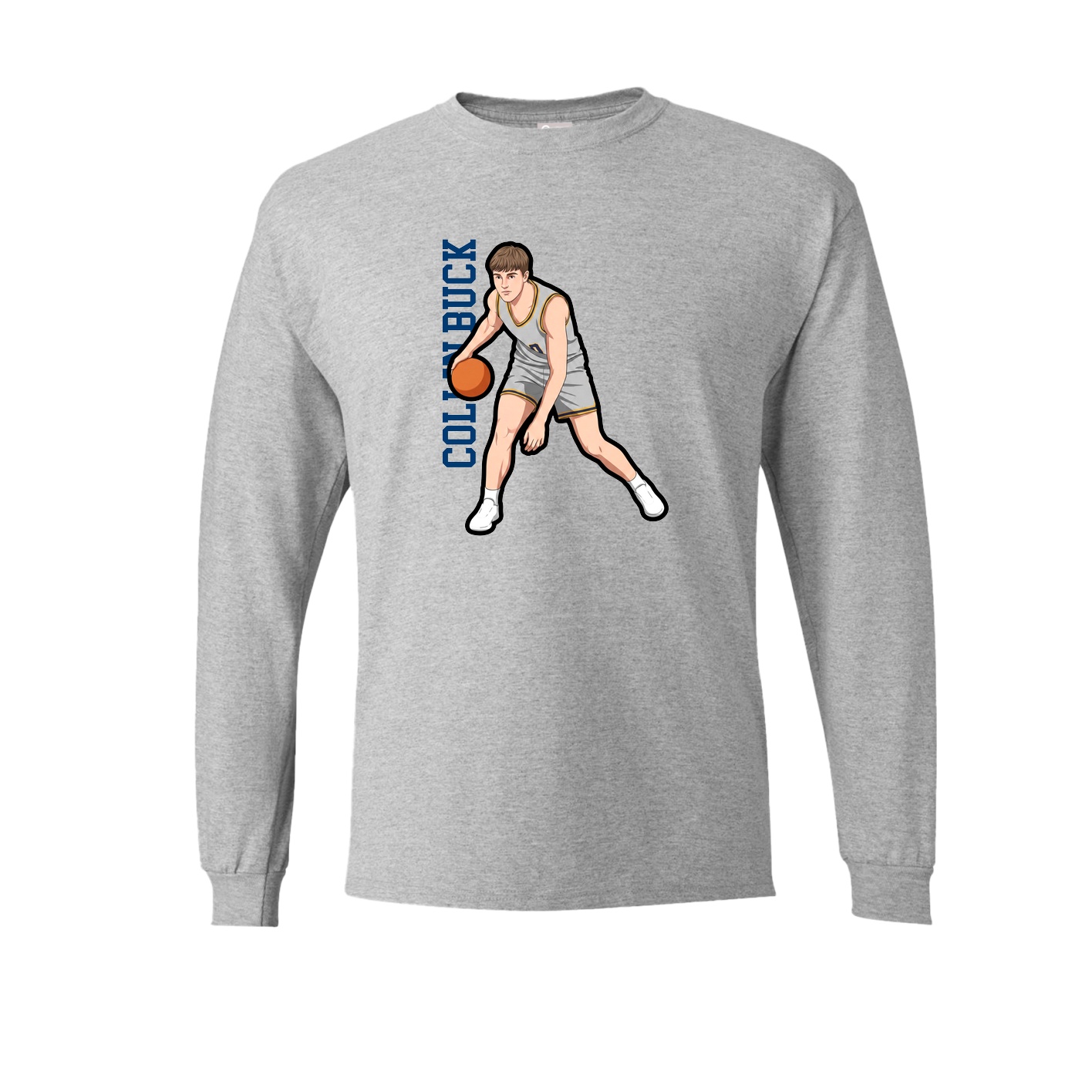 Long Sleeve Tee — Name Vertical in Grey