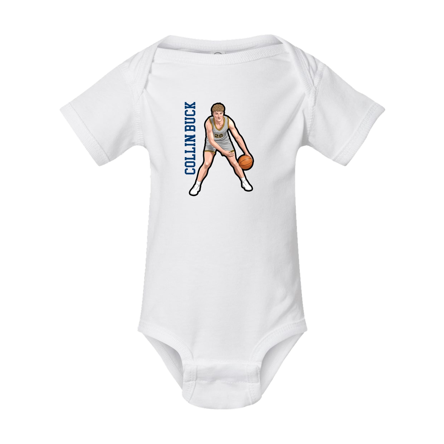 Baby Onesie — Name Vertical in White