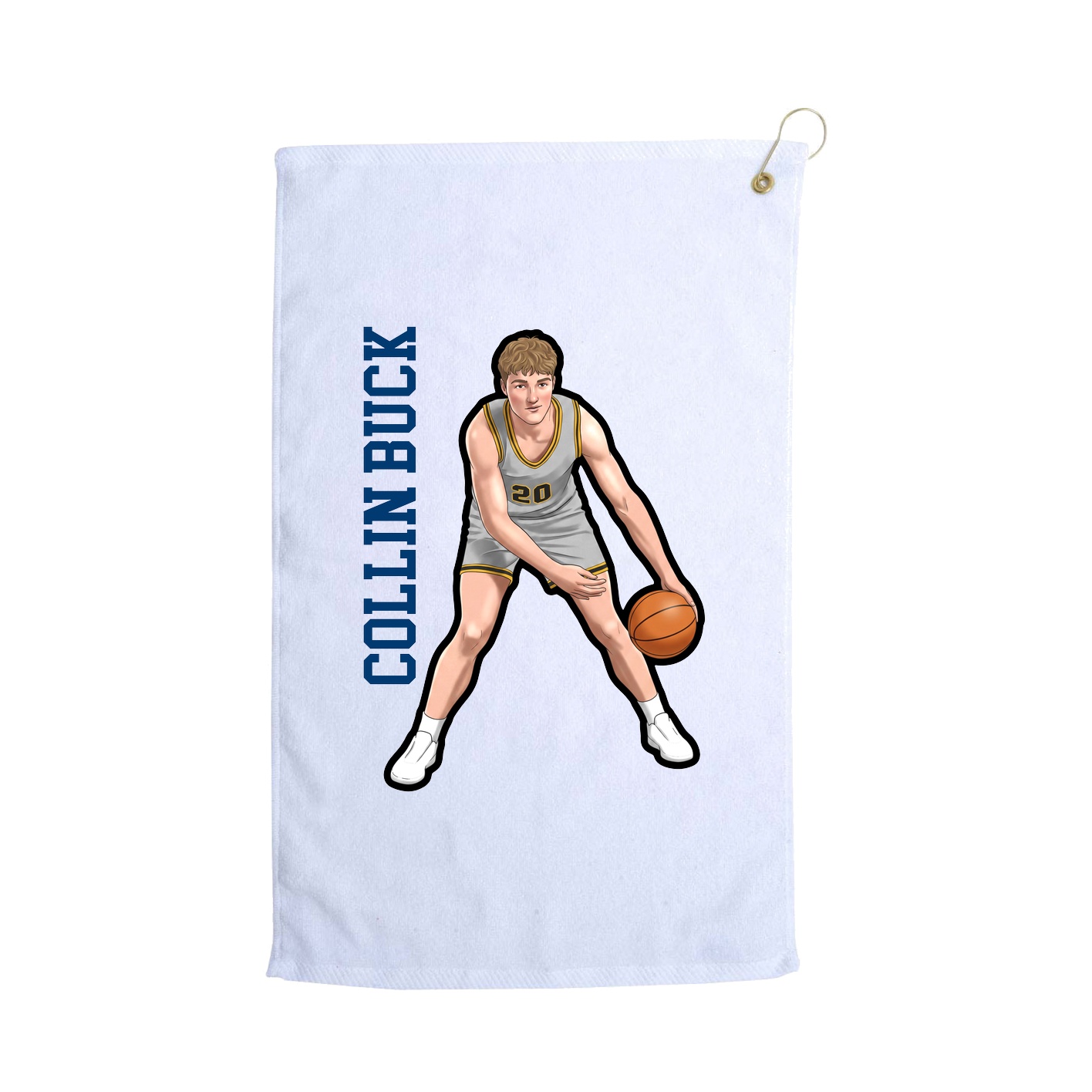 Golf Towel — Name Vertical in White