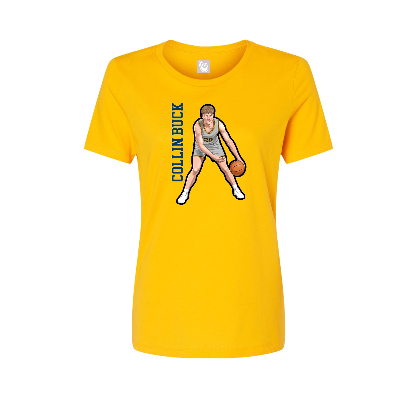 Womens Tee — Name Vertical in Gold
