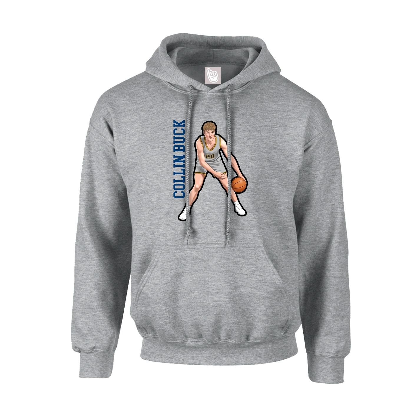 Hoodie — Name Vertical in Grey