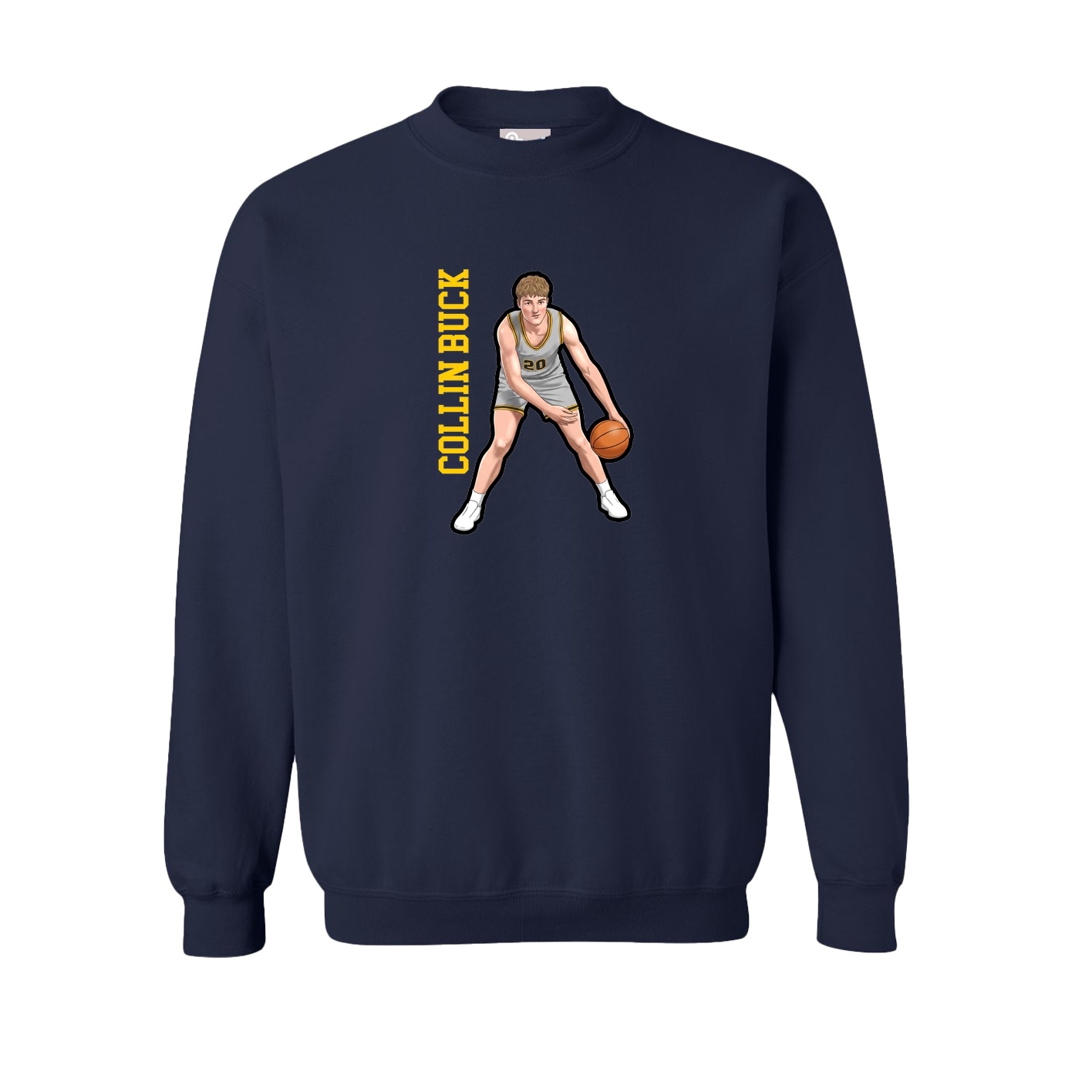 Fleece Crew — Name Vertical in Navy