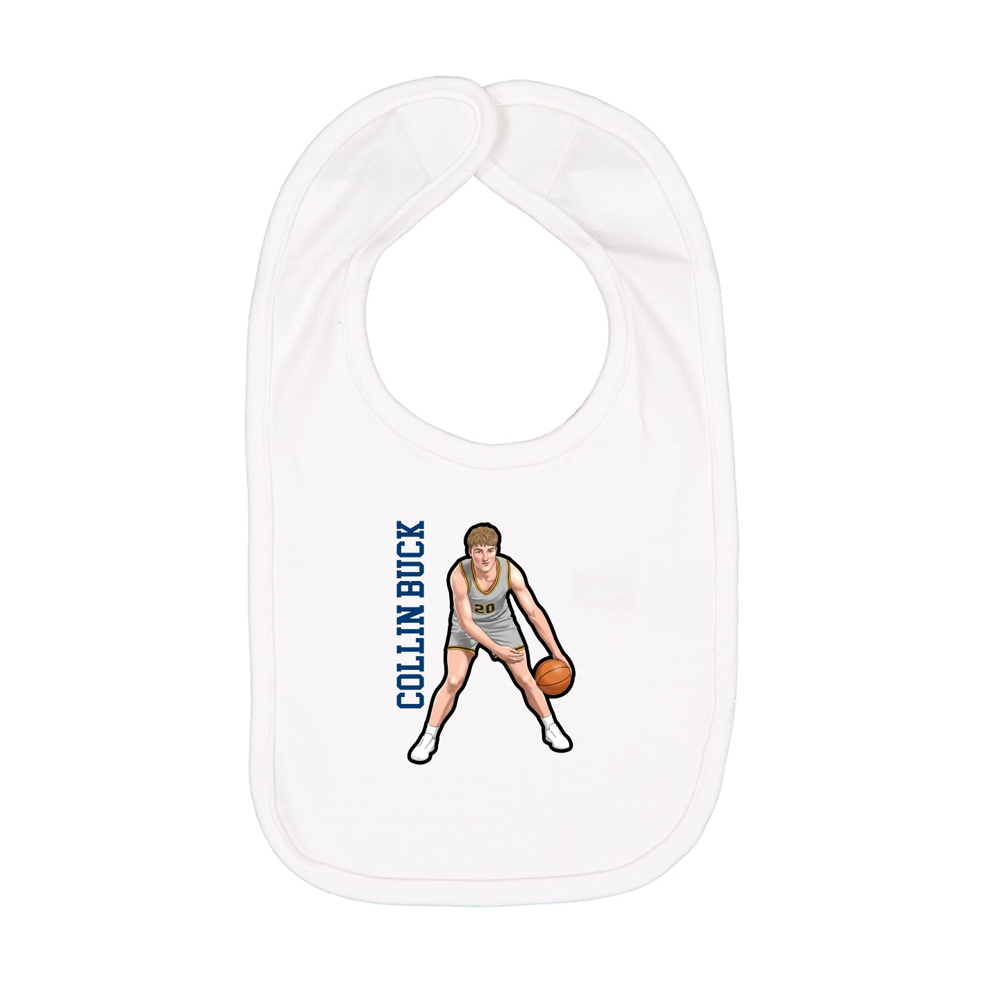Infant Bib — Name Vertical in White