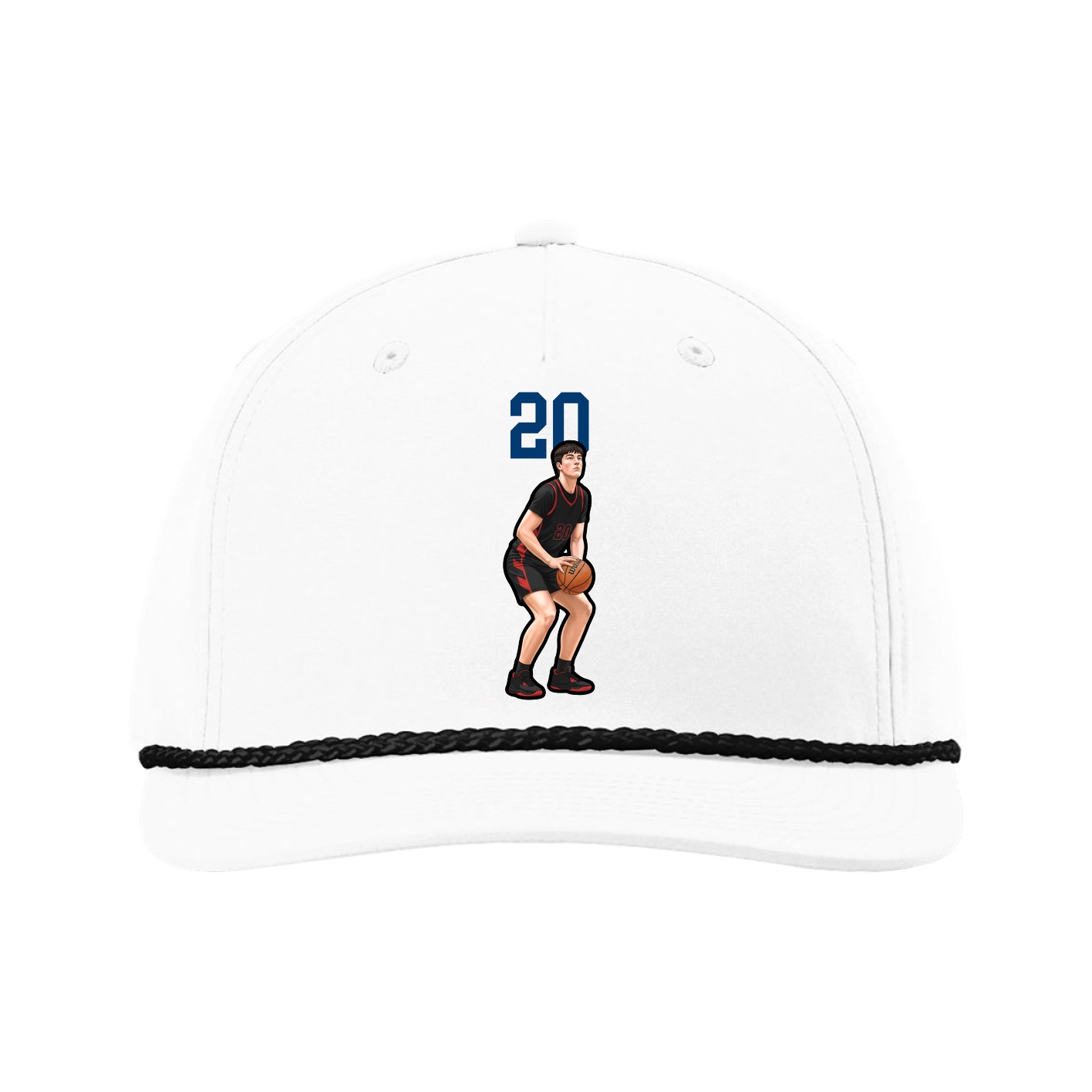 Five-Panel Classic Rope Cap — Number Top in White
