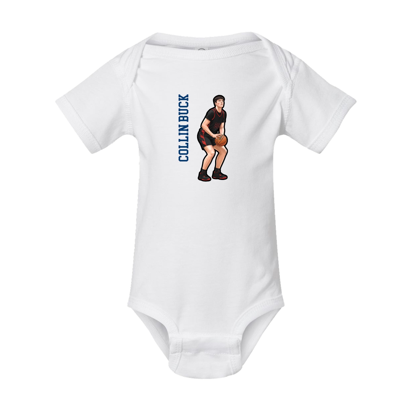 Baby Onesie — Name Vertical in White