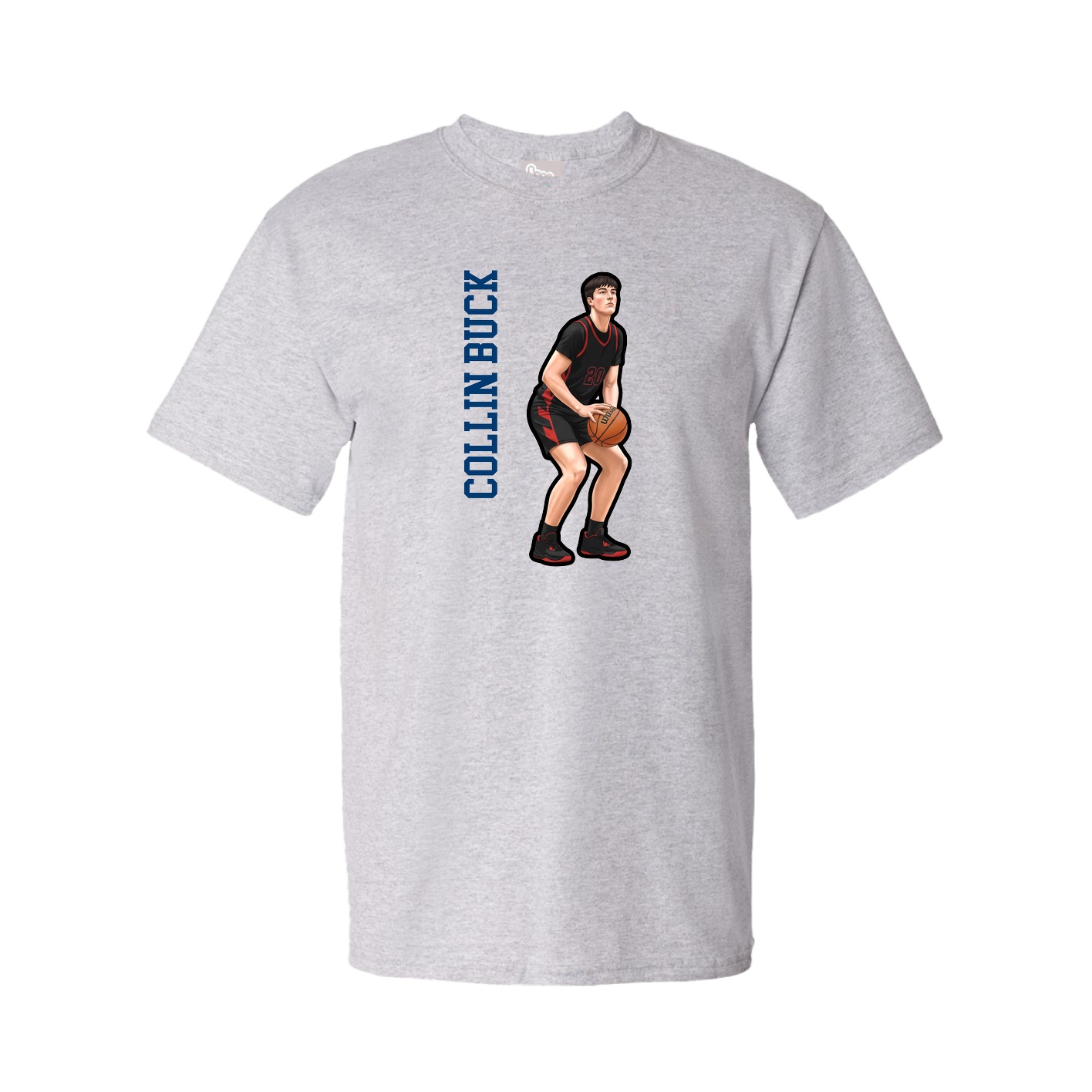 Youth Tee — Name Vertical in Grey