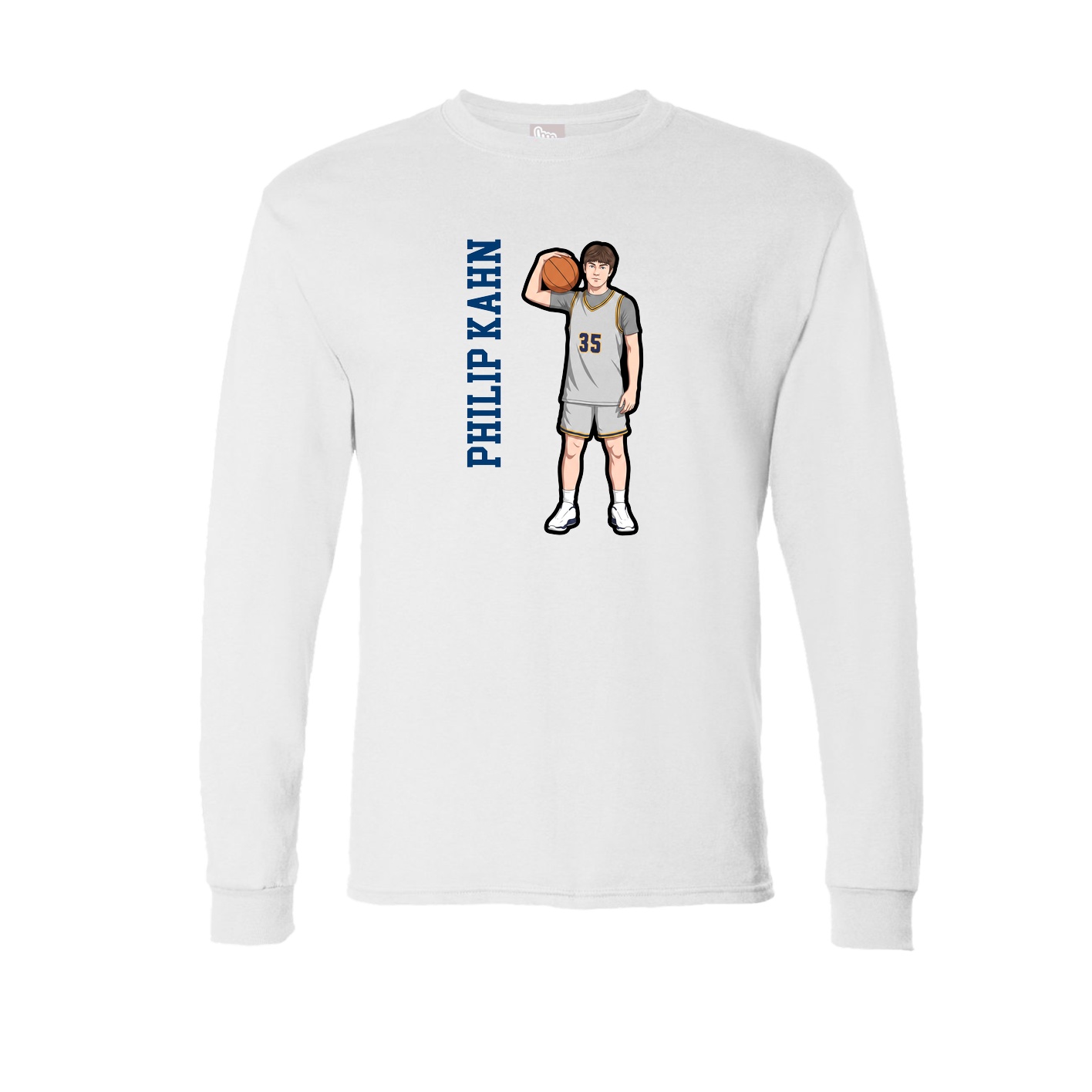 Long Sleeve Tee — Name Vertical in White