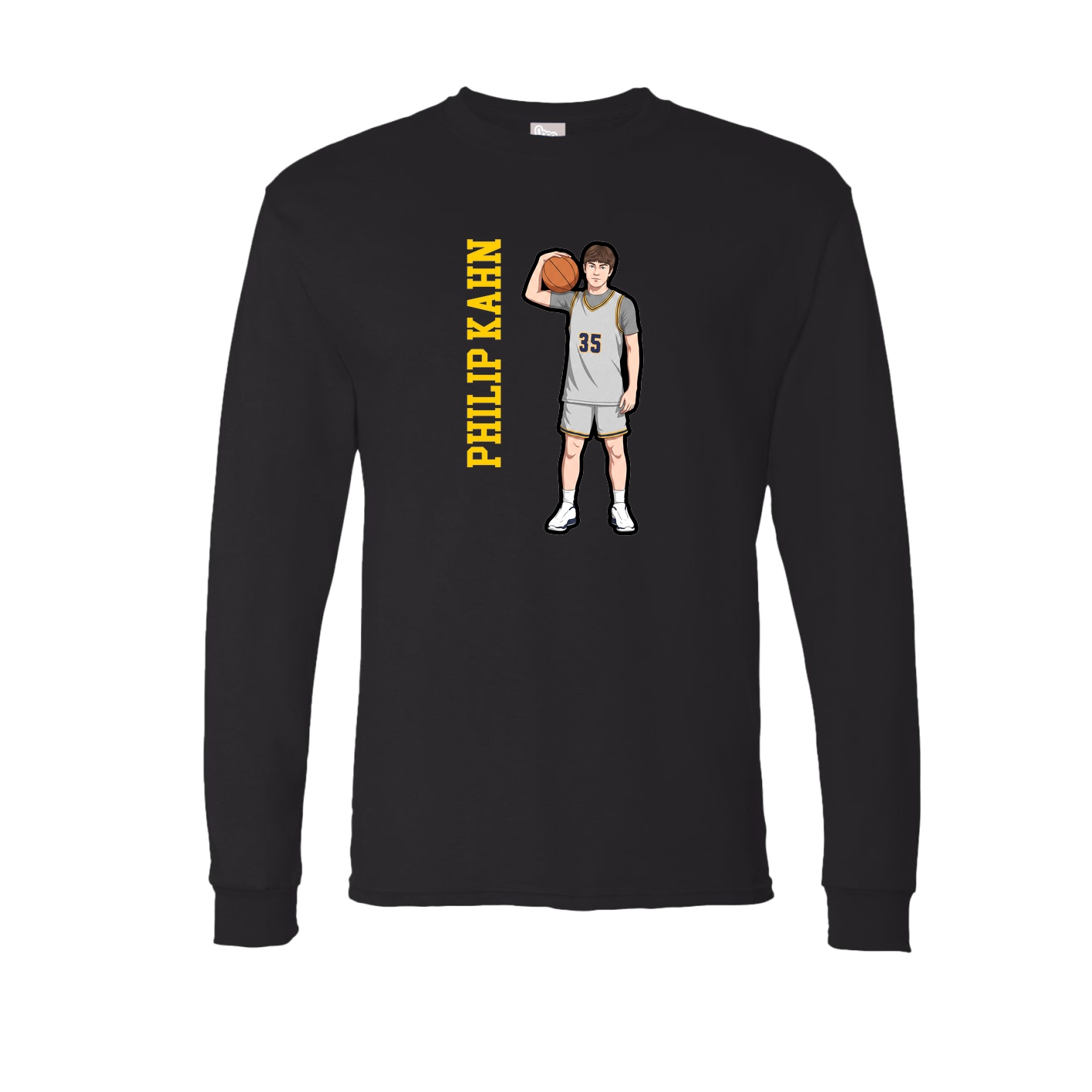 Long Sleeve Tee — Name Vertical in Black