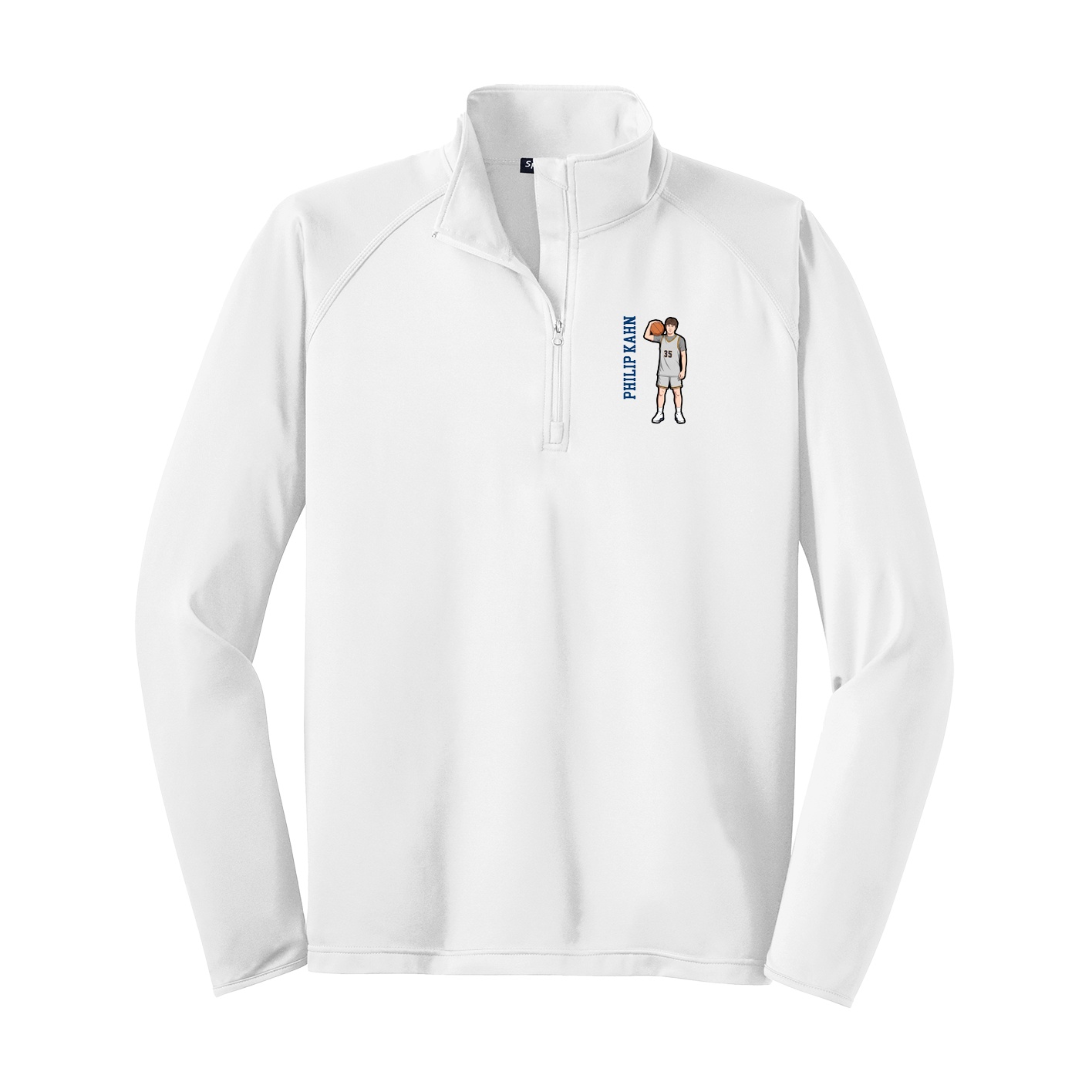 Q-Zip Pullover — Name Vertical in White