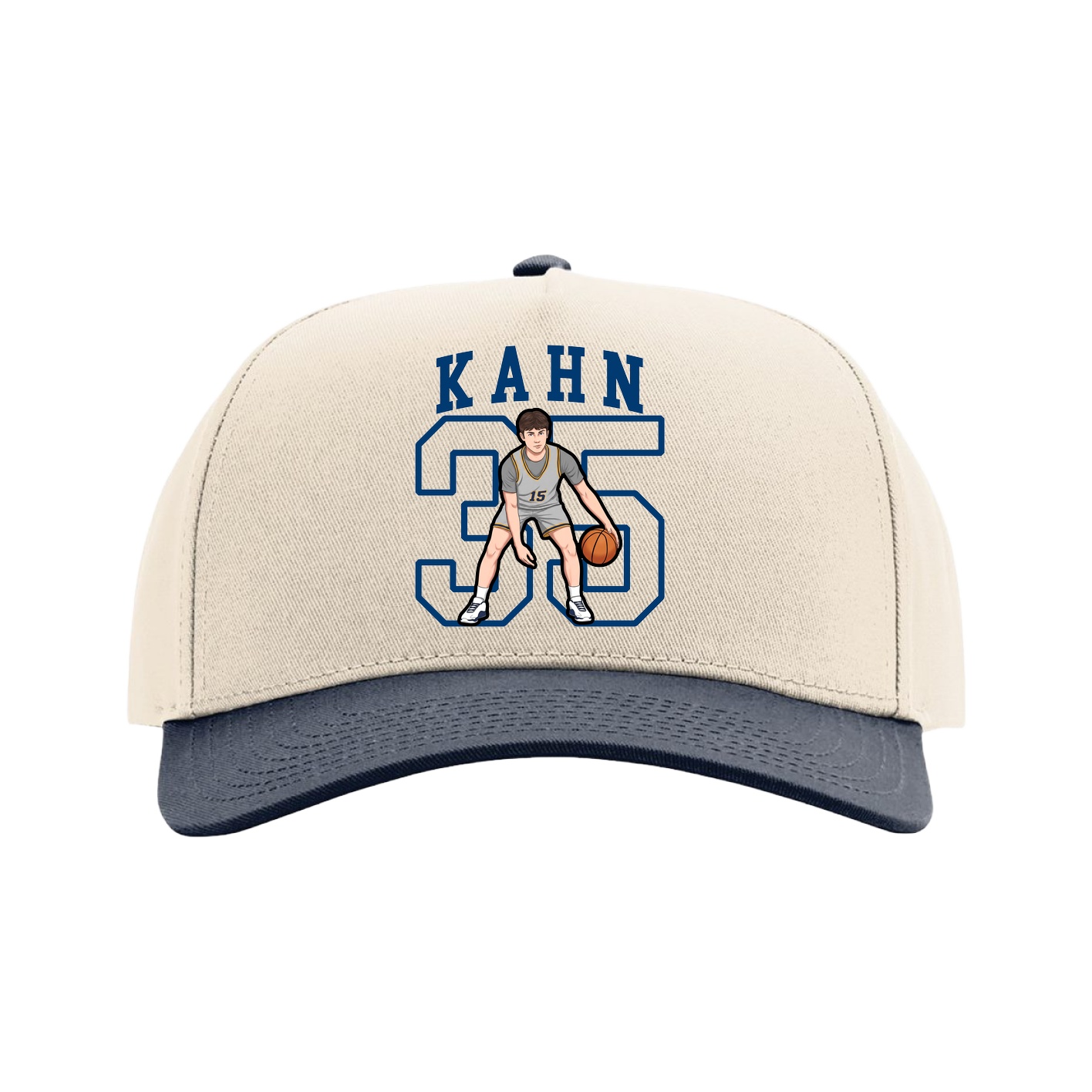 Full Fabric Five-Panel Champ Cap — Shirsey in Cream/Navy
