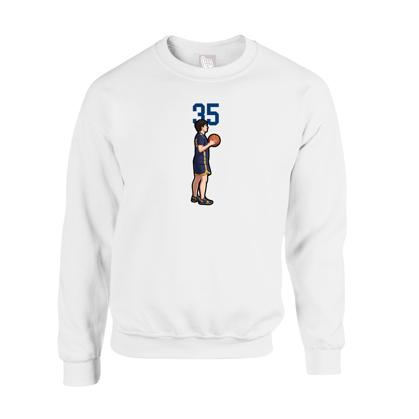 Fleece Crew — Number Top in White