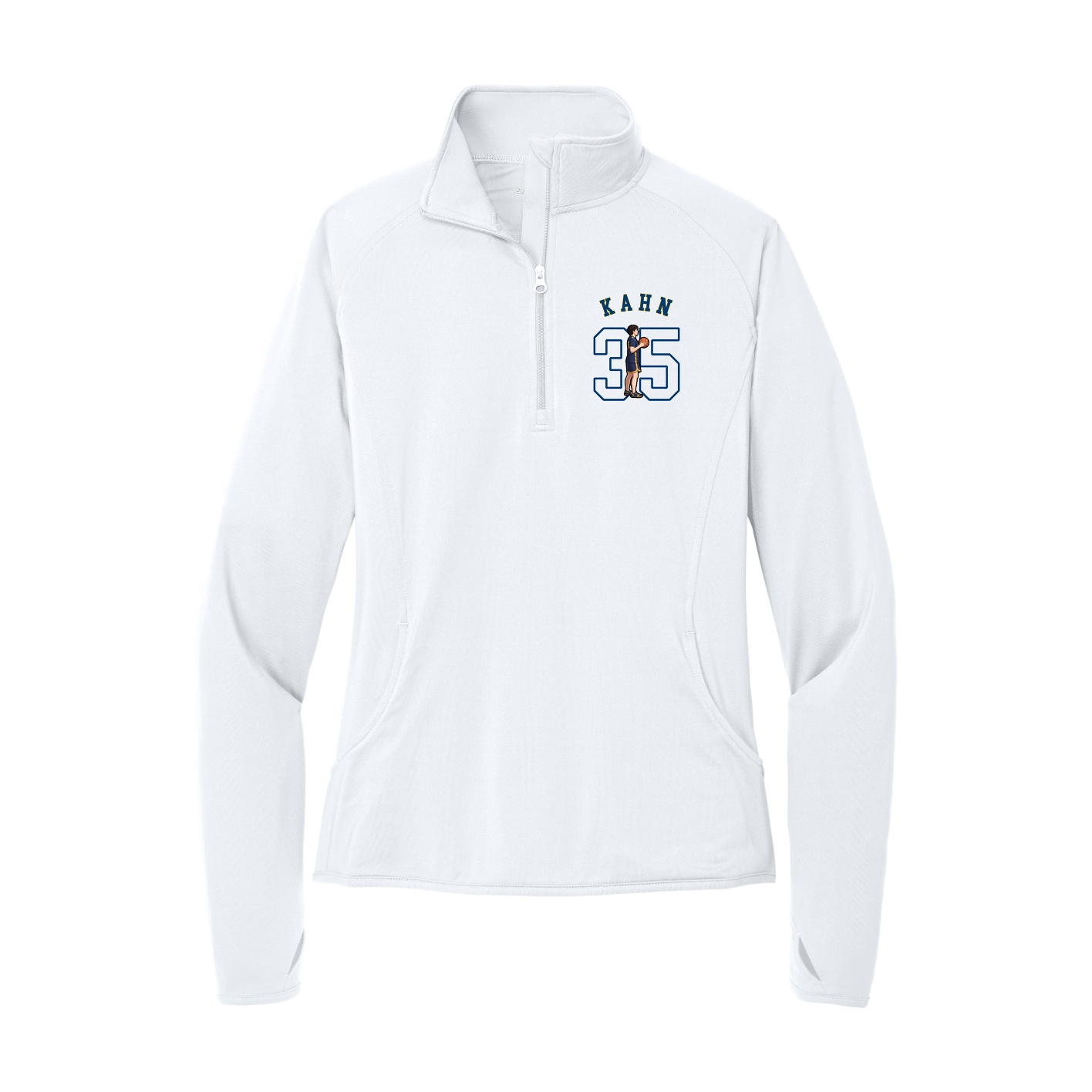 Women's Q-Zip Pullover — Shirsey Arch in White