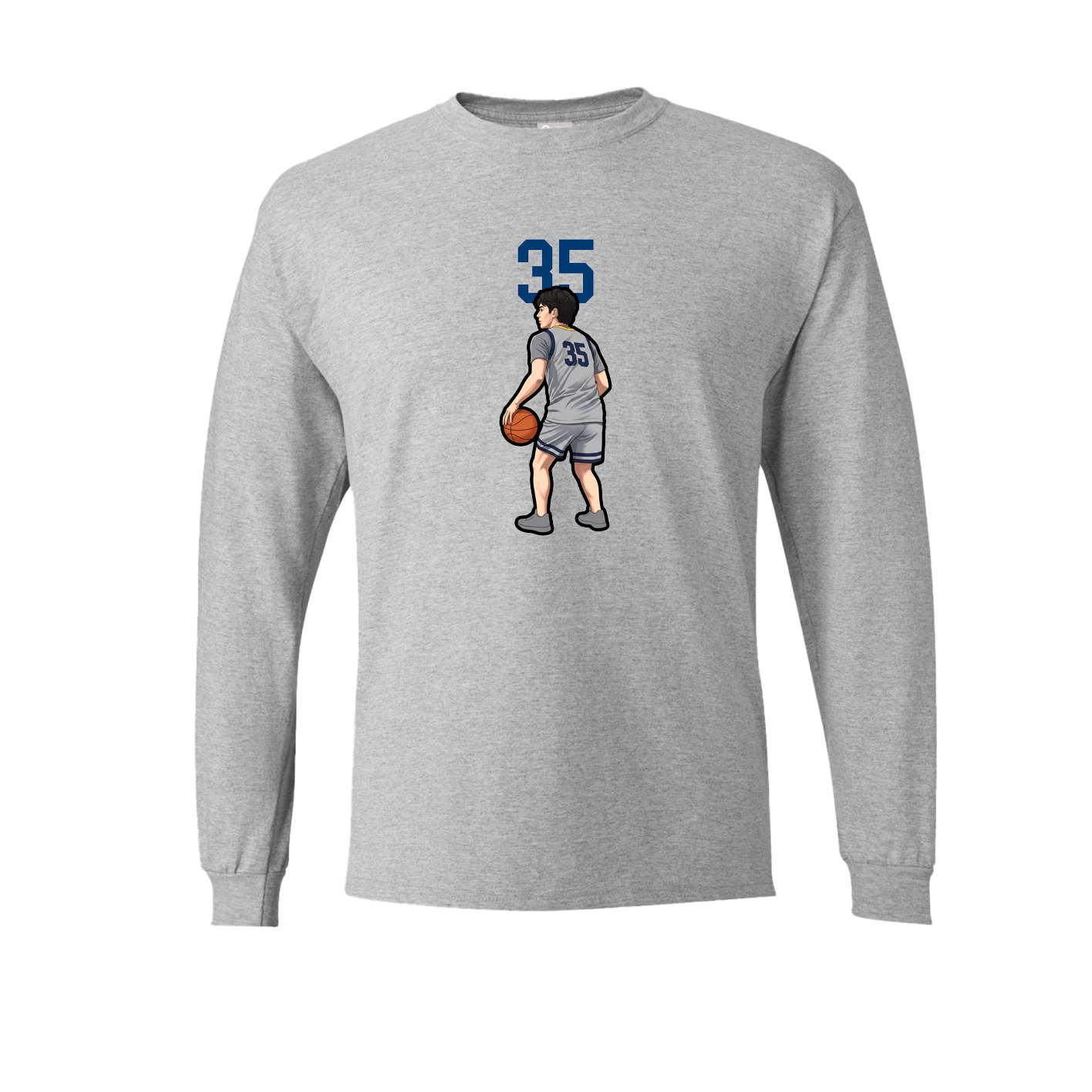 Long Sleeve Tee — Number Top in Grey