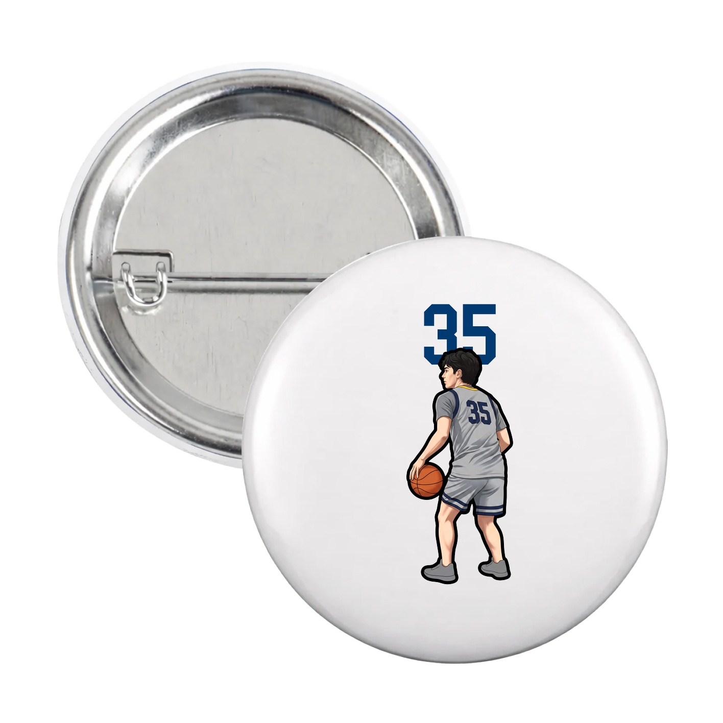 Game Day Button — Number Top in White