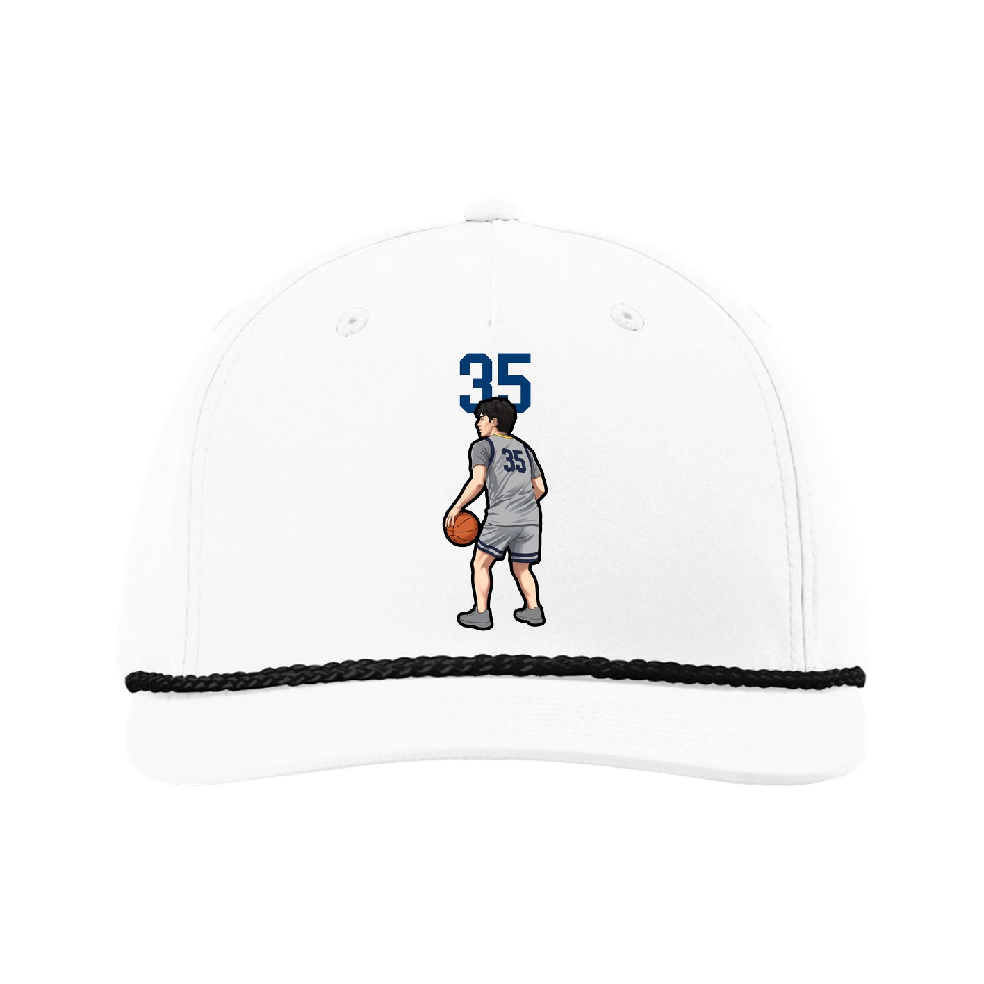Five-Panel Classic Rope Cap — Number Top in White