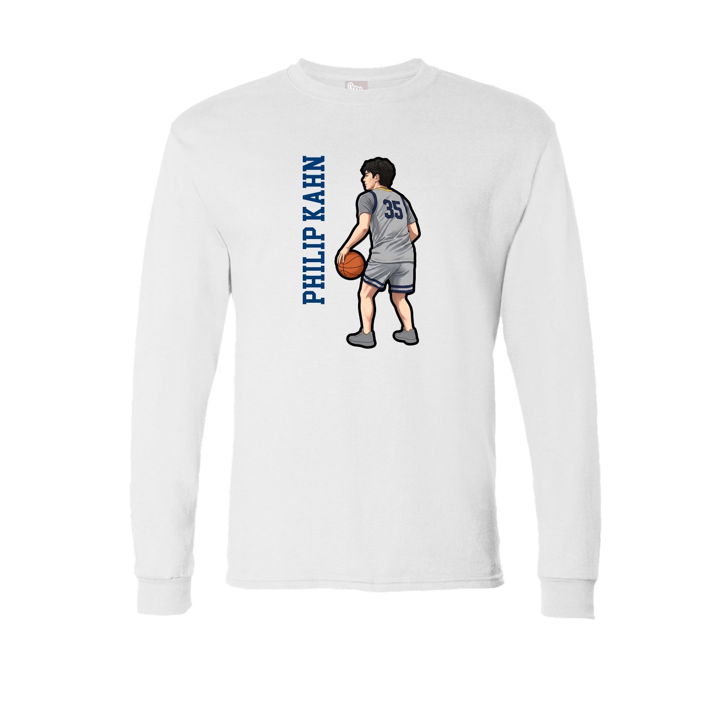 Long Sleeve Tee — Name Vertical in White