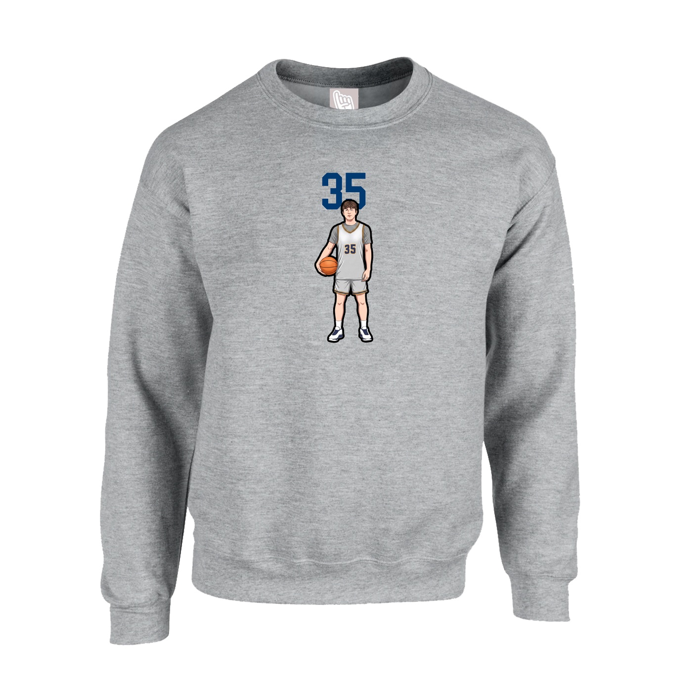 Fleece Crew — Number Top in Grey