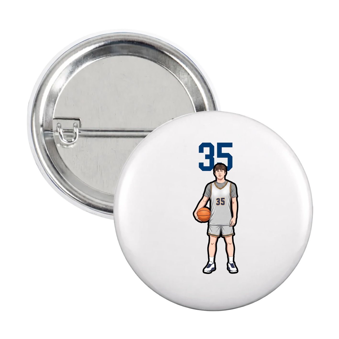 Game Day Button — Number Top in White