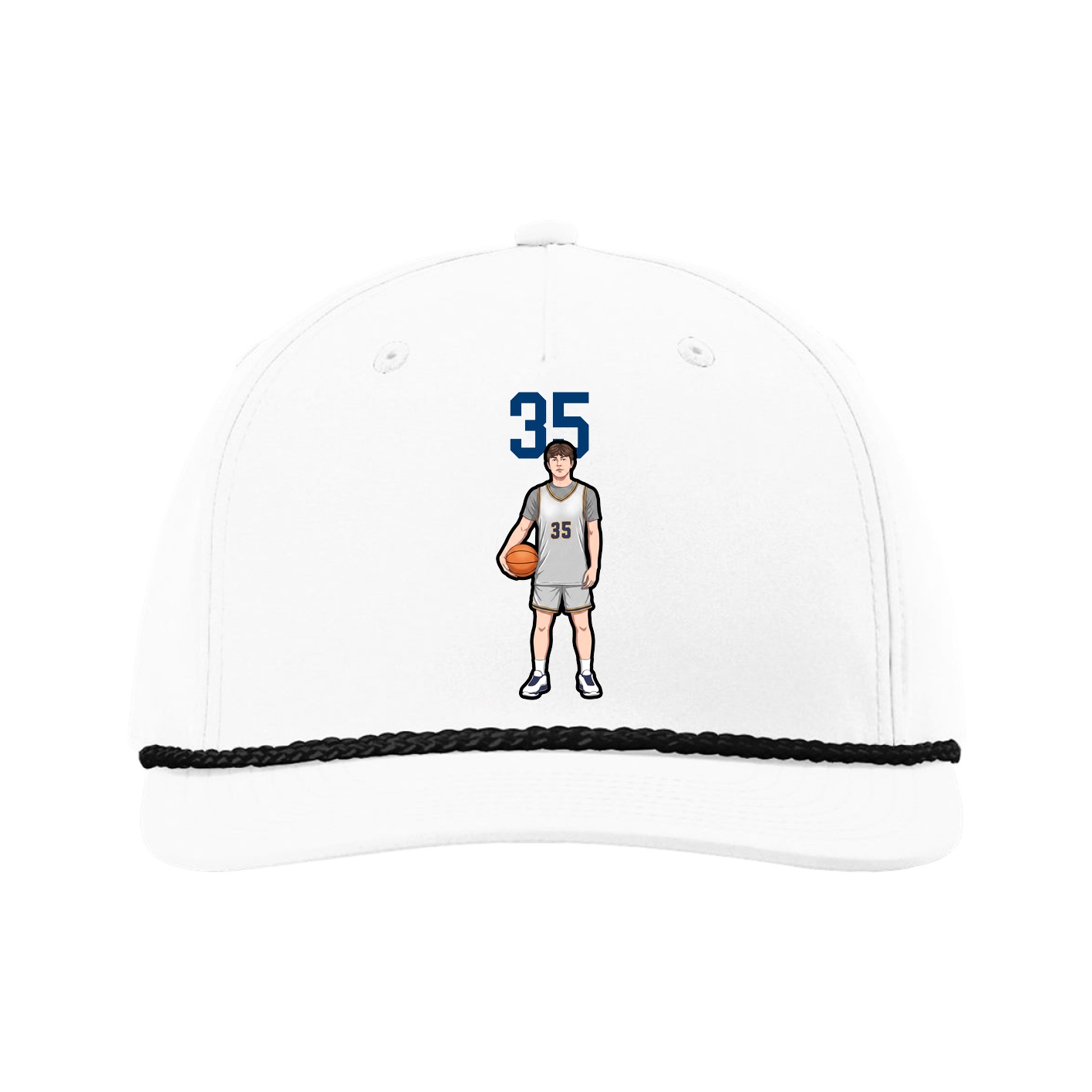 Five-Panel Classic Rope Cap — Number Top in White