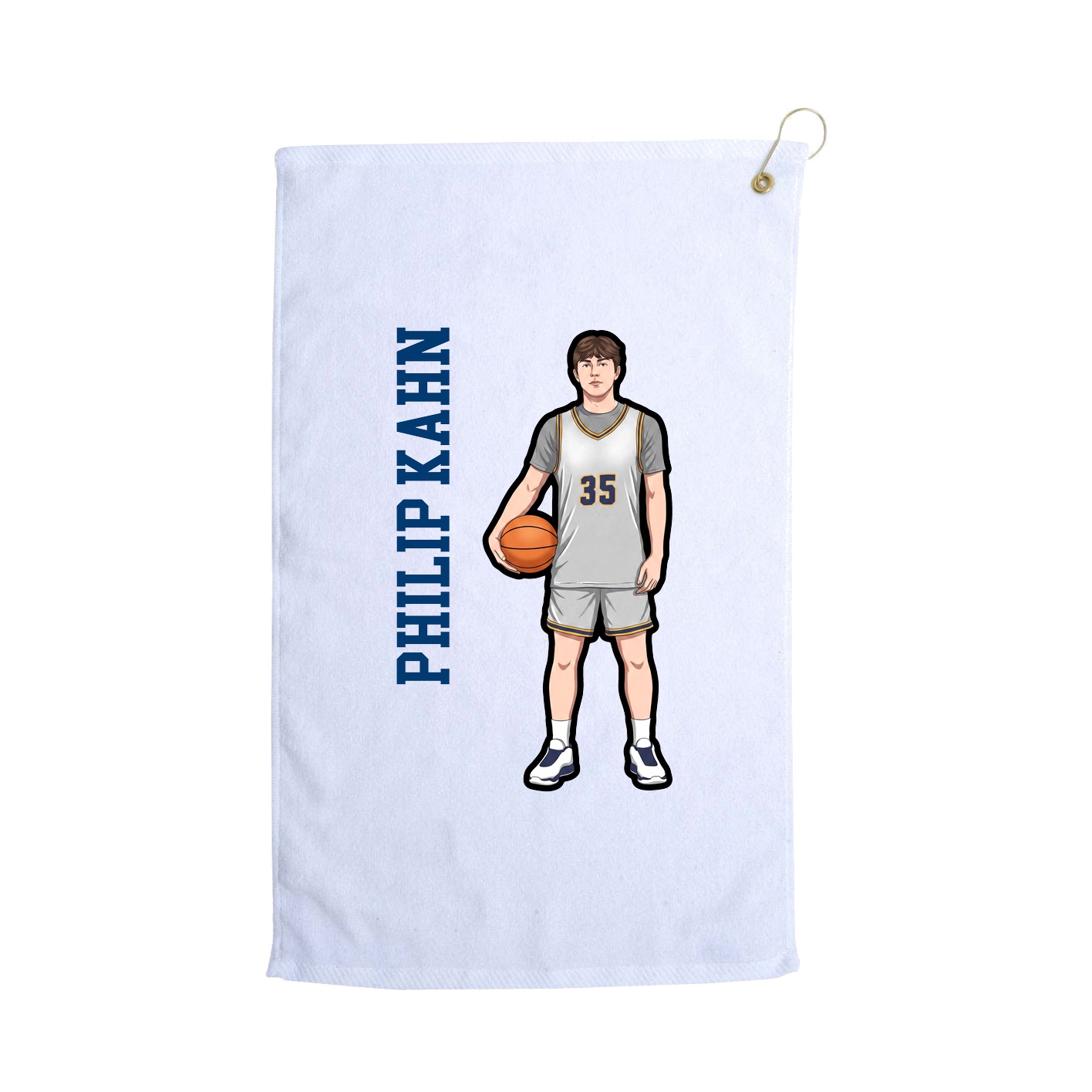 Golf Towel — Name Vertical in White