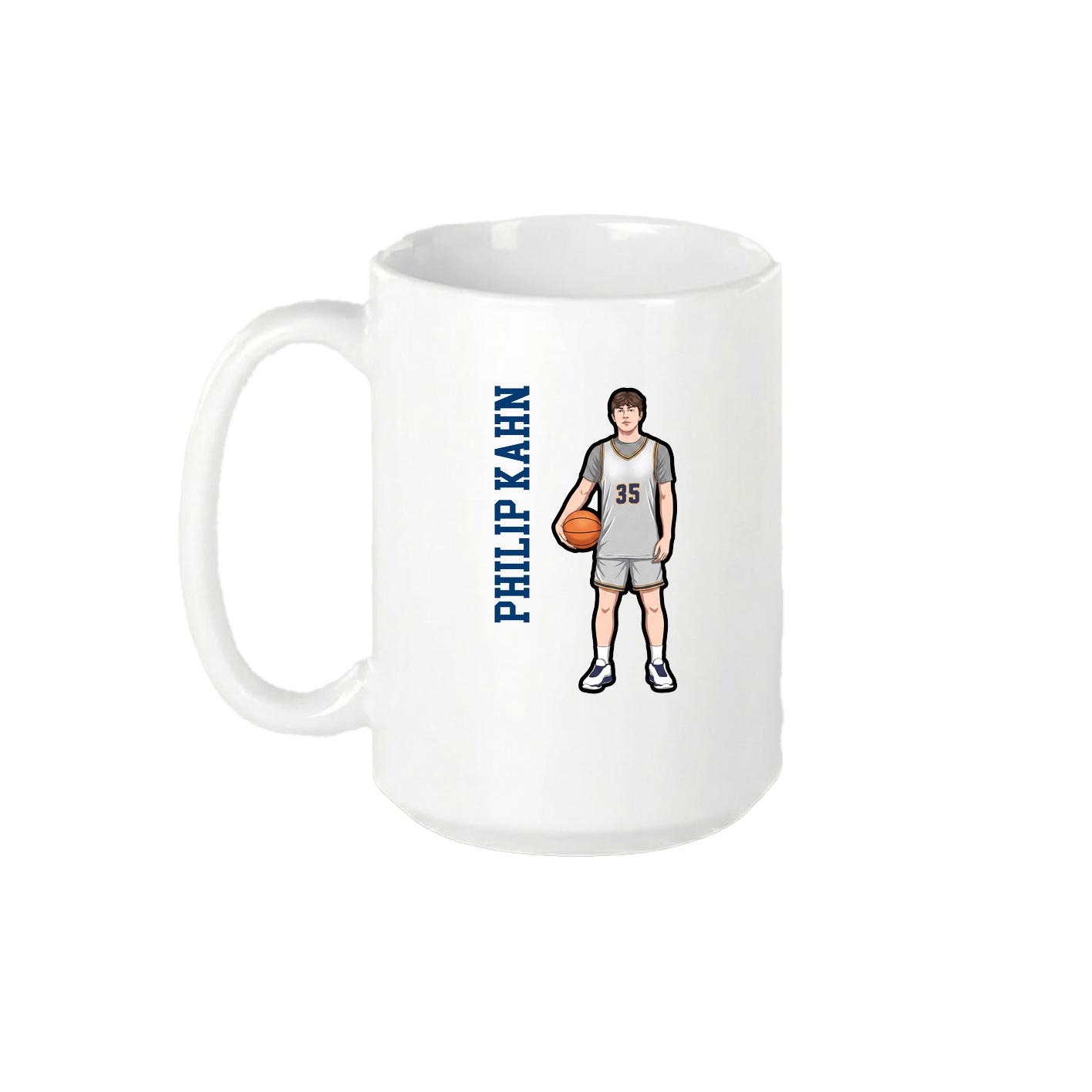 15oz Coffee Mug — Name Vertical in White