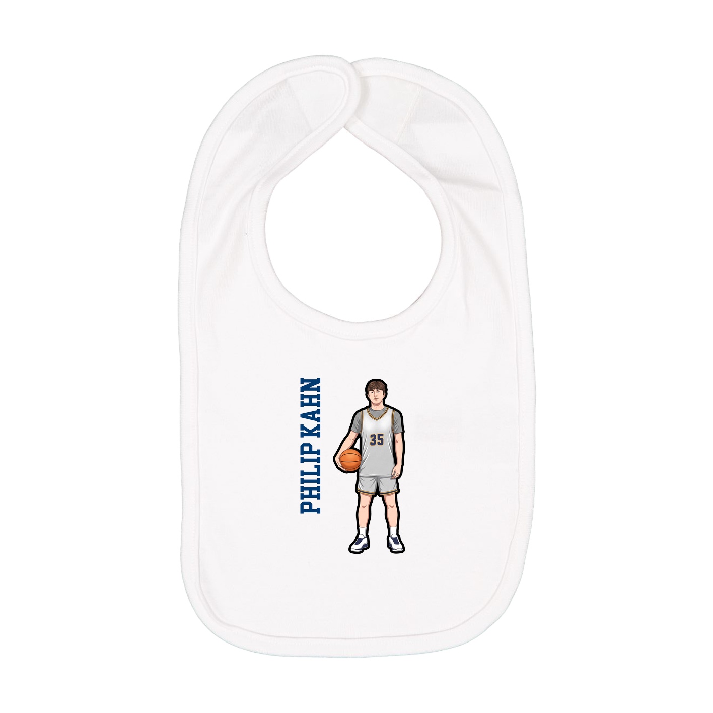 Infant Bib — Name Vertical in White